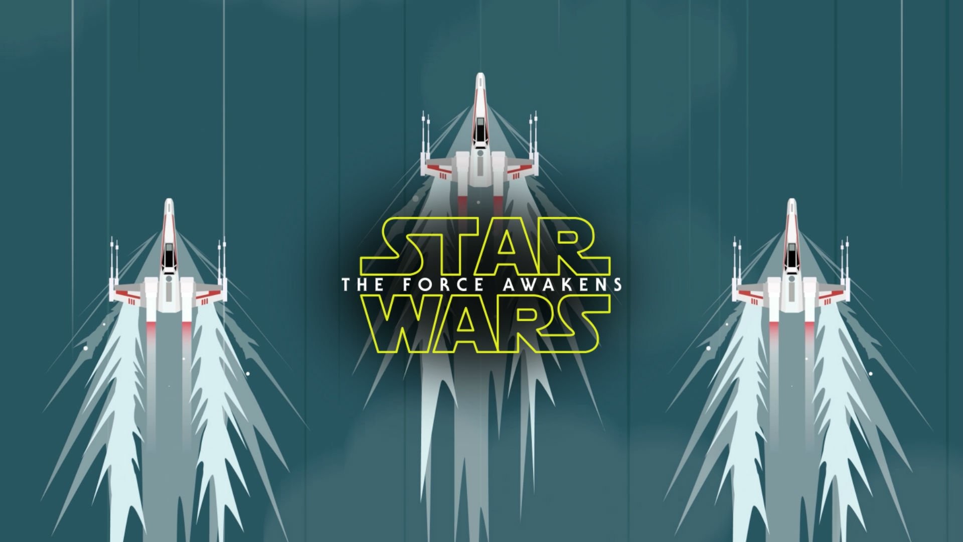X-wing, Star Wars: Il risveglio della Forza, Minimalista, Verde acqua, sfondo Full HD per computer