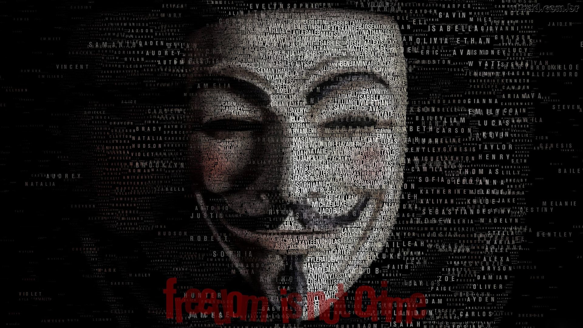 Maschera di Guy Fawkes, V per Vendetta, Tipografia, Scuro, Full HD, sfondo per portatile