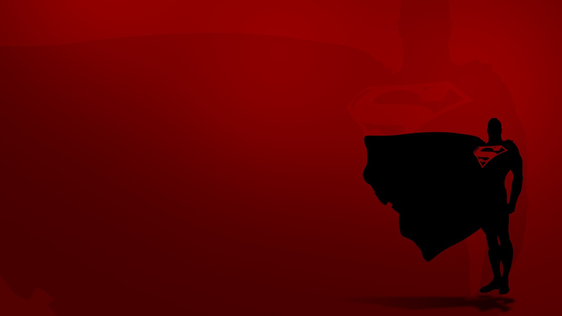 Superman, Silhouette, Mantello, Sfondo rosso, Minimalista, Full HD, wallpaper per PC