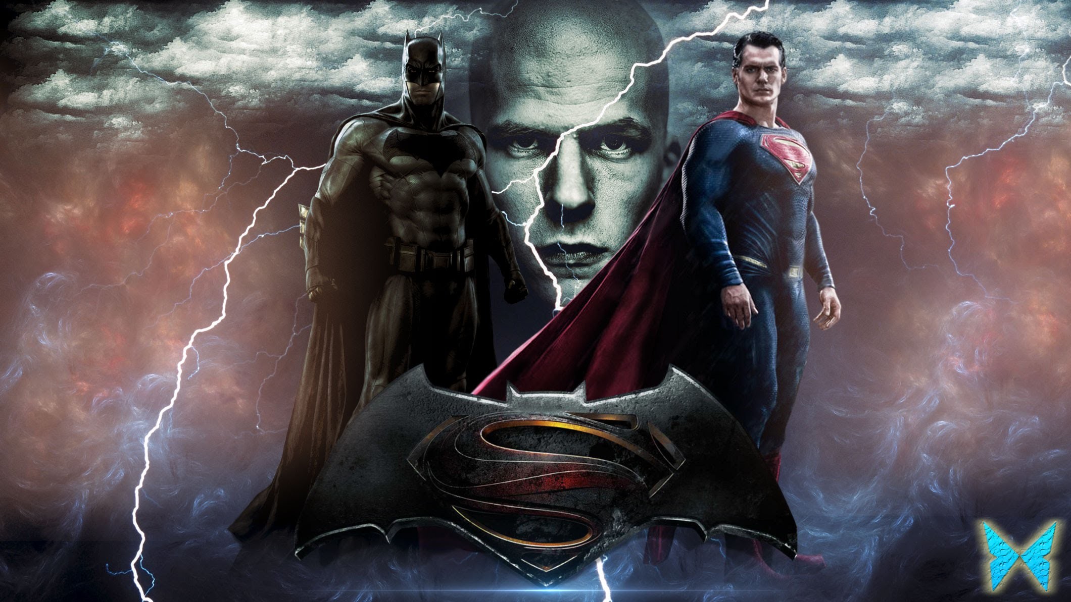 Batman, Superman, Lex Luthor, Jesse Eisenberg, Fulmini, Full HD, wallpaper desktop