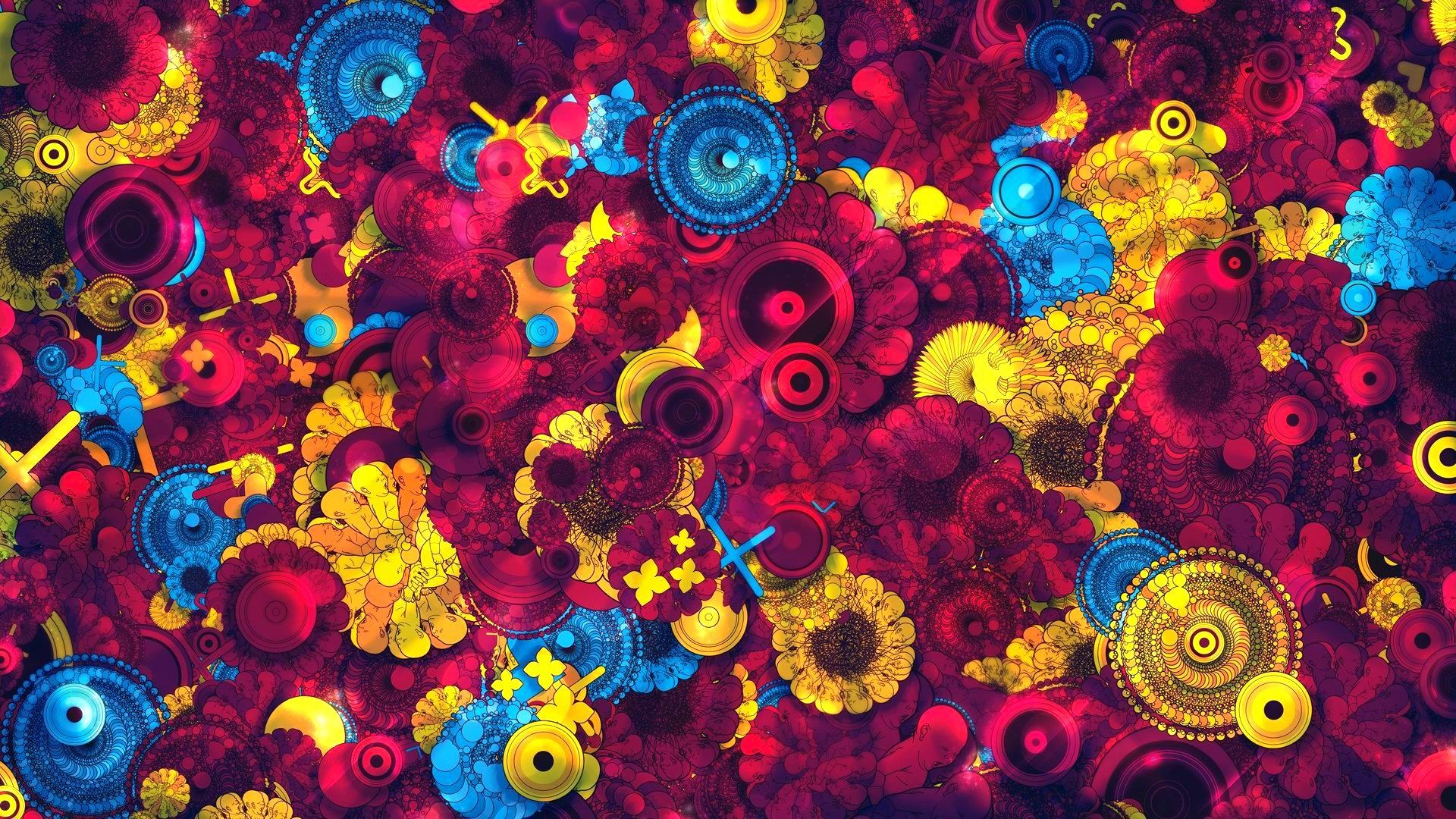 Fiori, Psichedelico, Astratto, Colori vivaci, Full HD, sfondo Windows 11