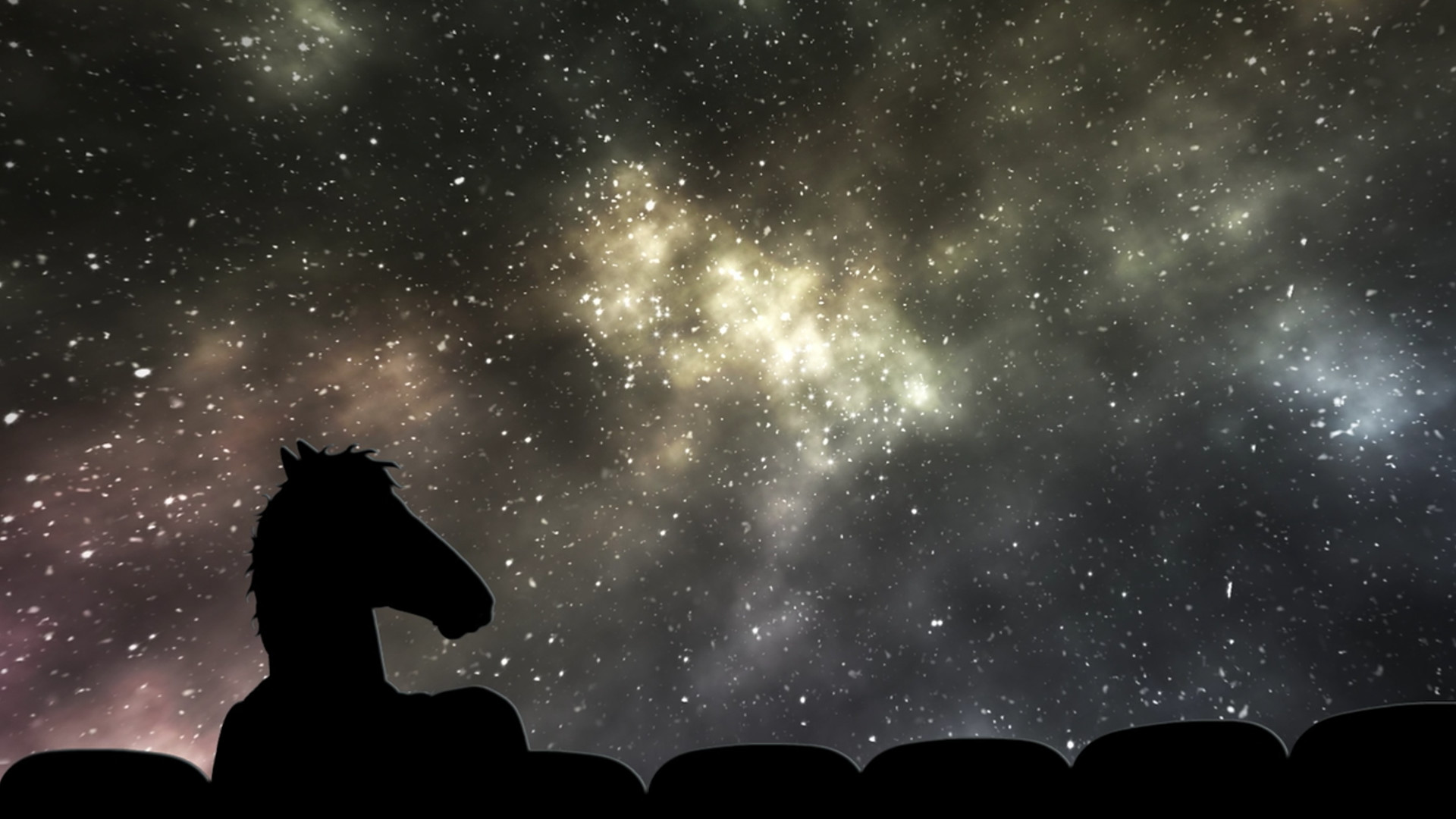 BoJack Horseman, Silhouette, Galassia, Stelle, Full HD, wallpaper per PC