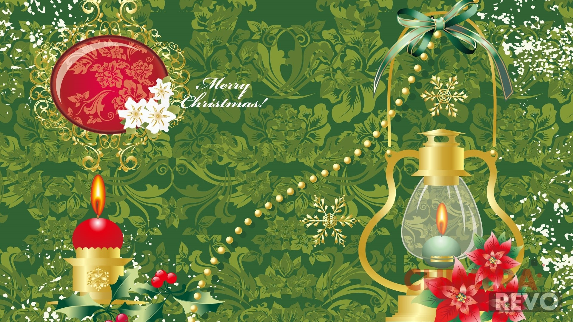 Buon Natale, Lanterna, Candela, Verde, Full HD 1080p, sfondo desktop