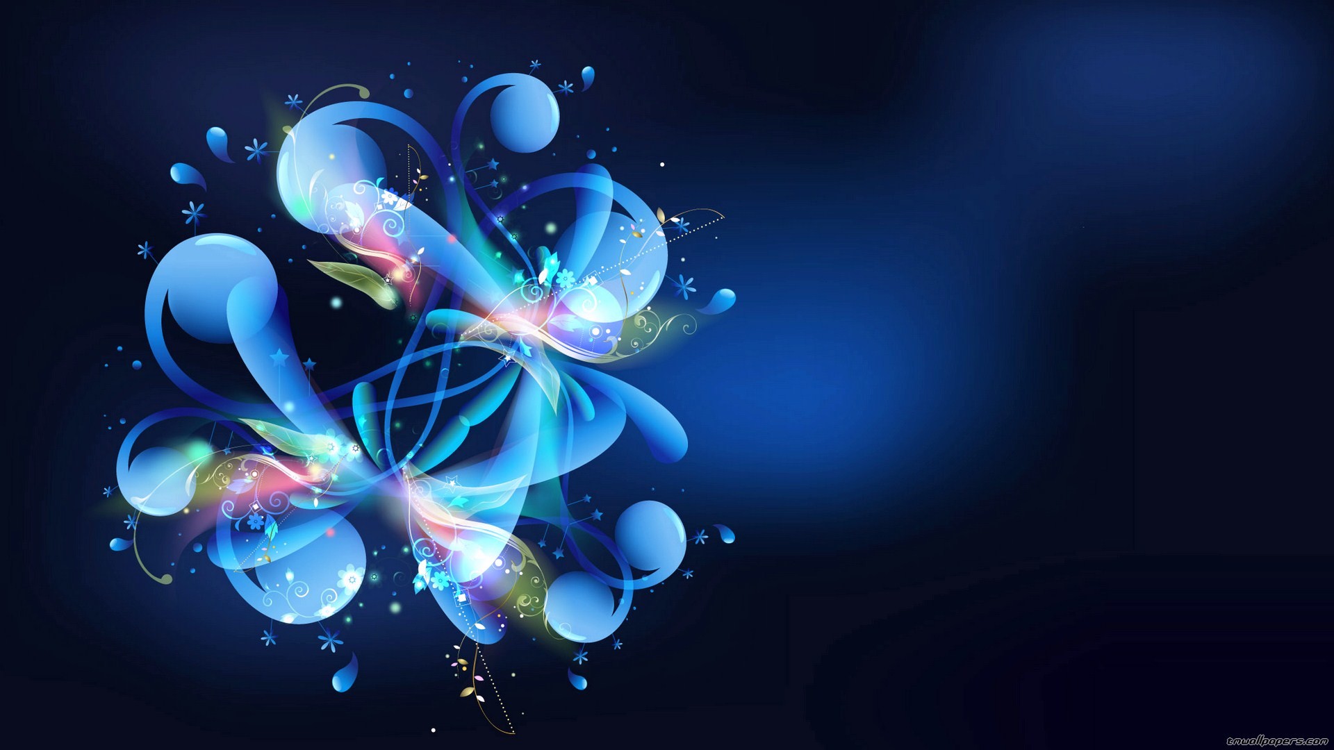 Fiore astratto, Bolle, Blu, Luce, Full HD, wallpaper per PC