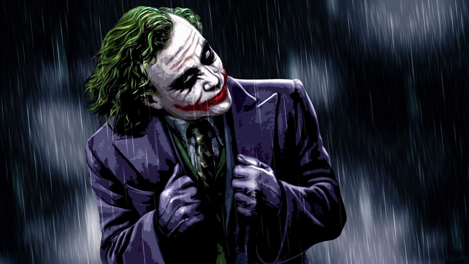 Joker, Heath Ledger, Il cavaliere oscuro, Pioggia, Full HD, sfondo per PC