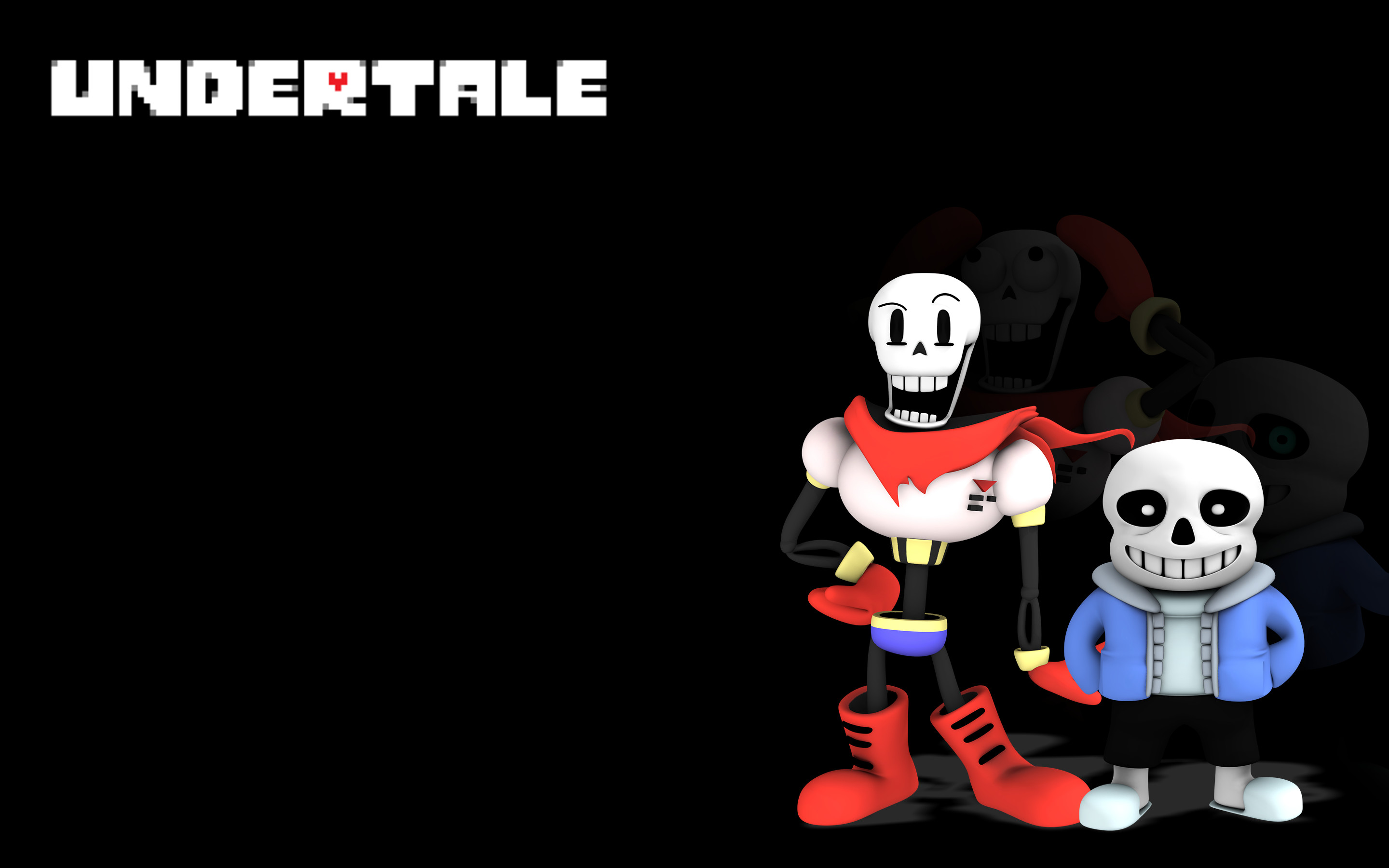 Papyrus, Sans, Logo Undertale, Undertale, Sfondo nero, 16:10 2K, wallpaper widescreen