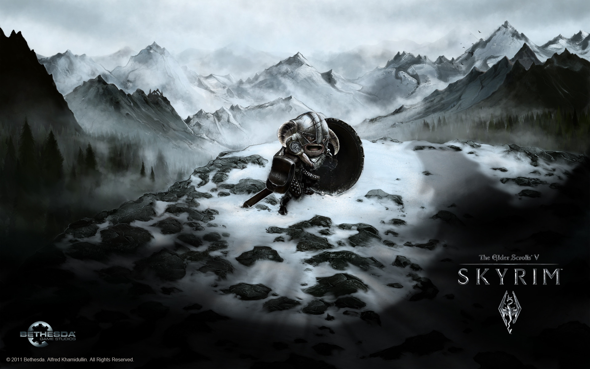 The Elder Scrolls V: Skyrim, Dovahkiin, Neve, Montagne, 1920x1200, sfondo per PC