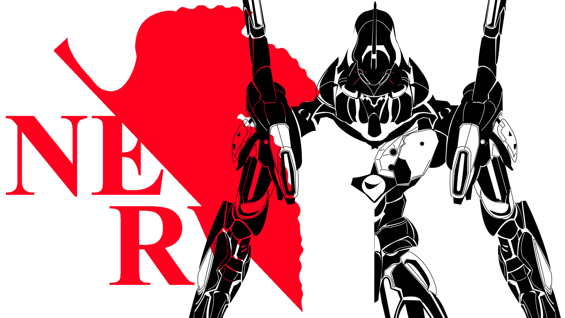 NERV, Eva-01, Neon Genesis Evangelion, Logo, Rosso e bianco, Full HD, sfondo Windows 11