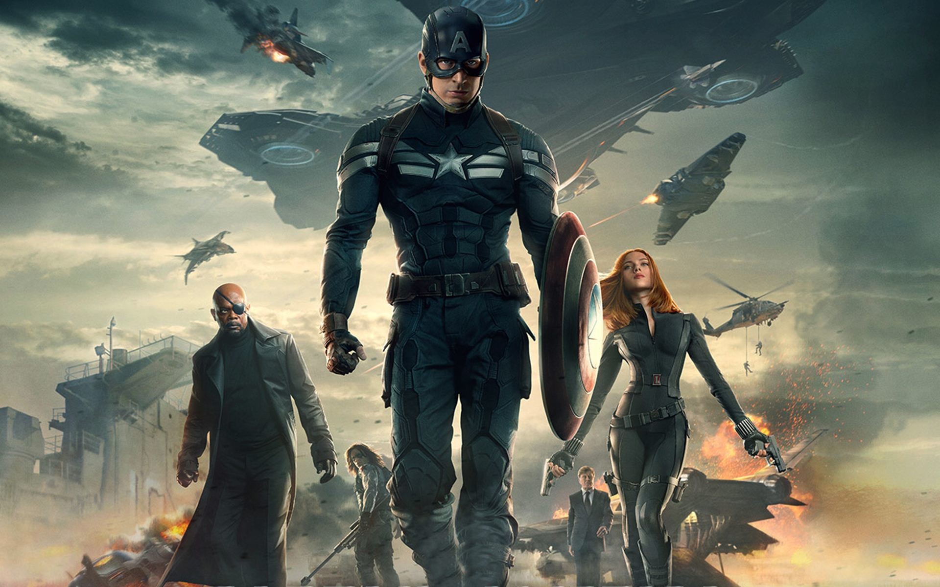 Capitan America, Chris Evans, Nick Fury, Vedova Nera, Captain America: The Winter Soldier, immagine di sfondo