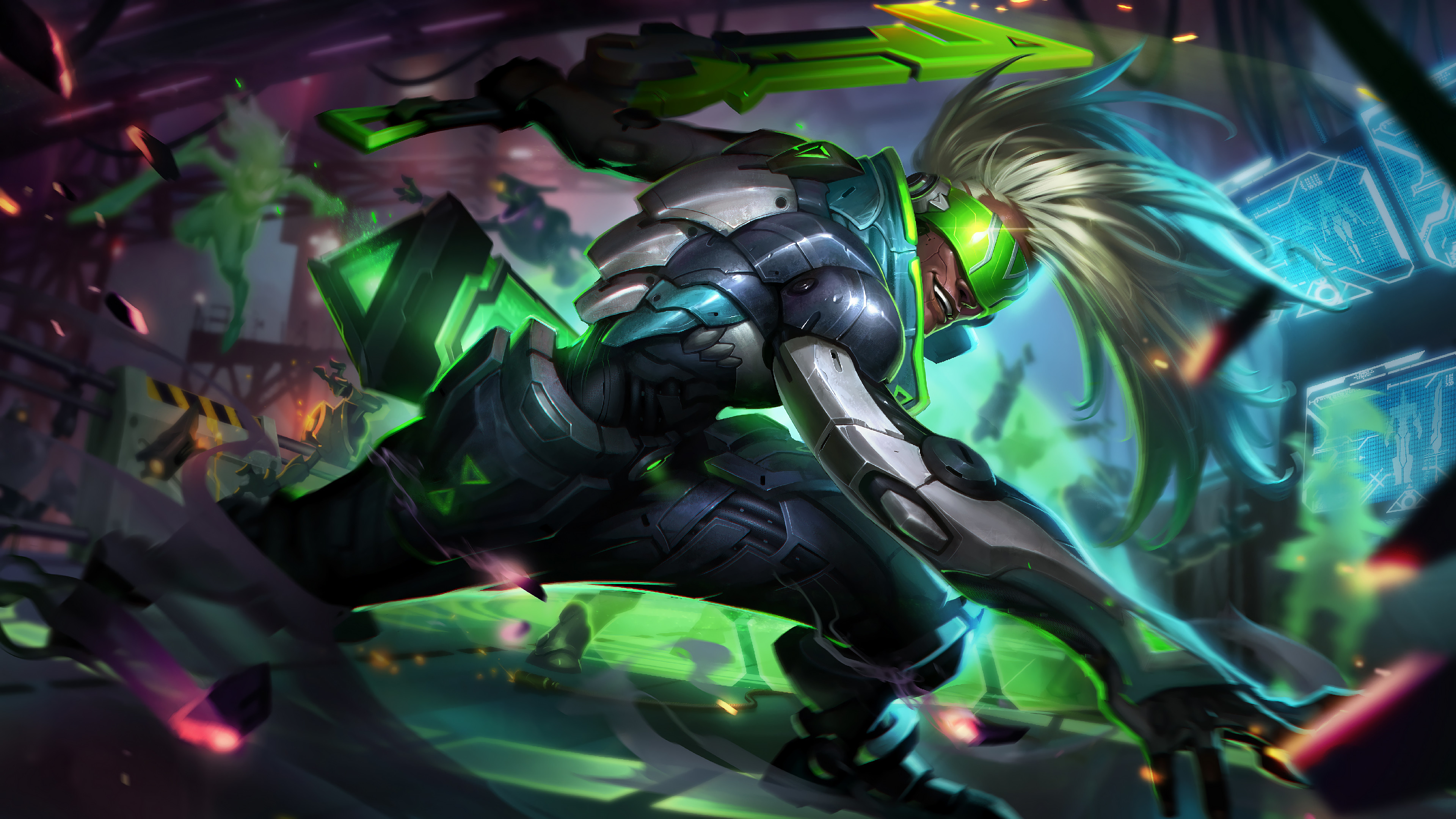 Yasuo del Progetto, PROJECT: Yasuo, League of Legends, Verde, 4K, sfondo per PC e portatile