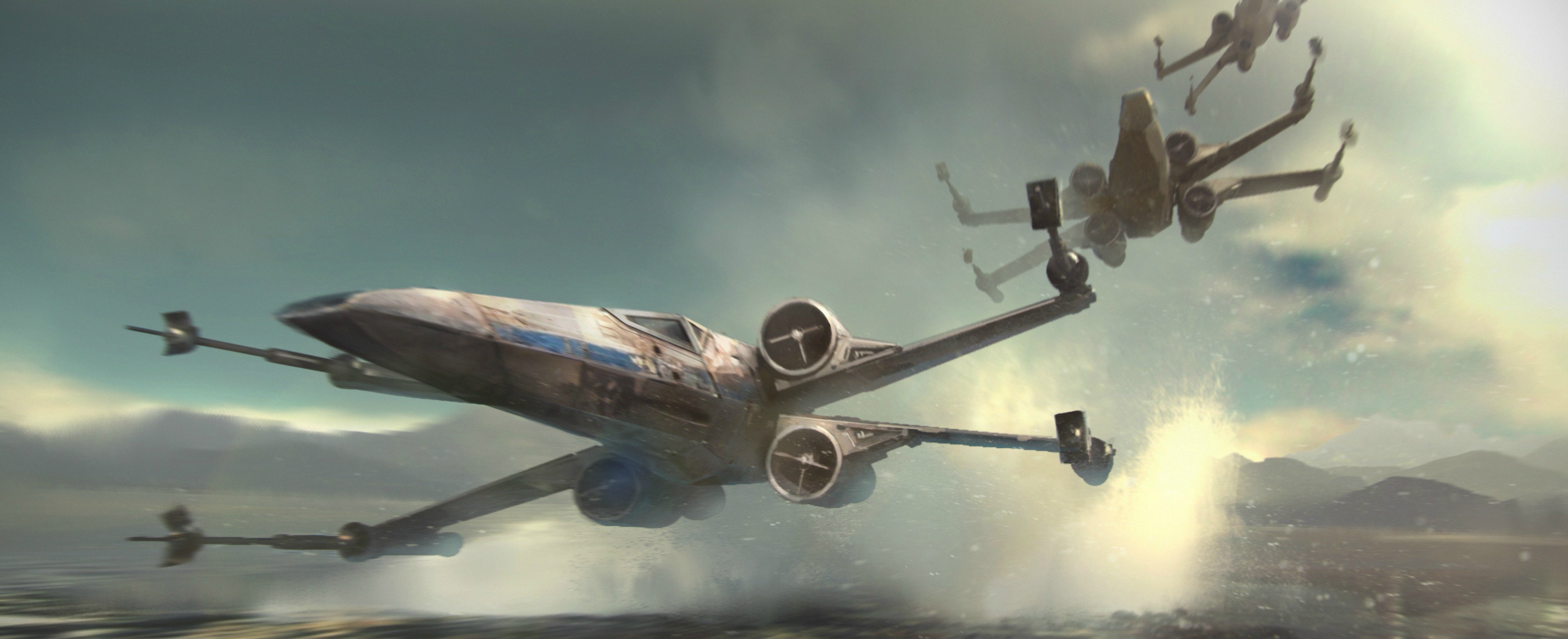 X-wing, T-70 X-wing, Resistenza, Star Wars: Il risveglio della Forza, Volo, sfondo 2K per PC