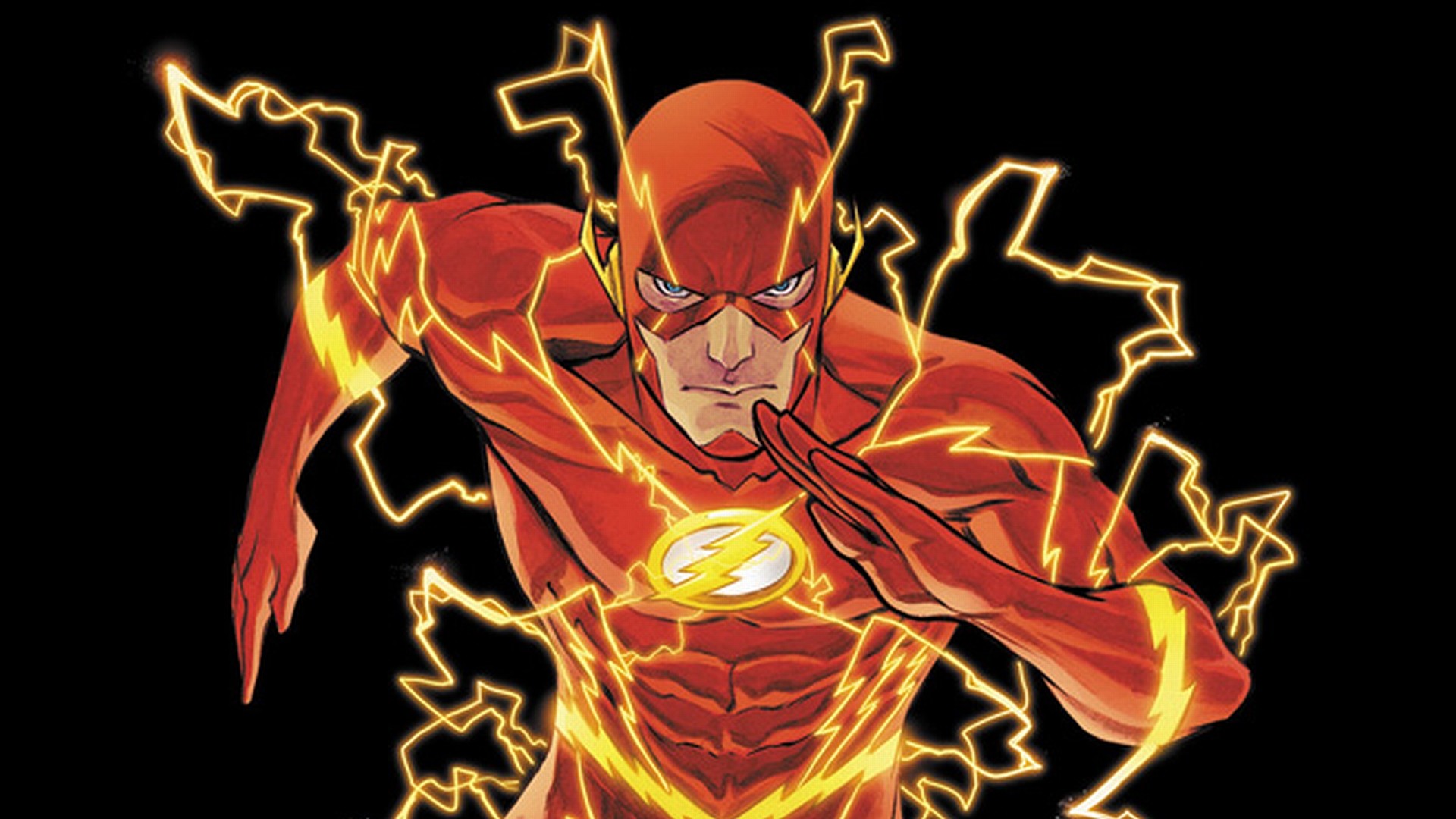 Flash, Fumetto, Fulmini, Sfondo nero, 1920x1080, wallpaper desktop