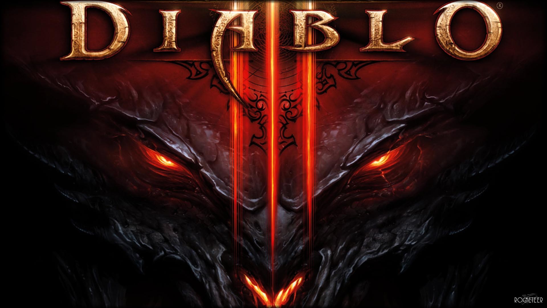 Diablo, Diablo III, Logo, Occhi rossi, 16:9 Full HD, sfondo widescreen