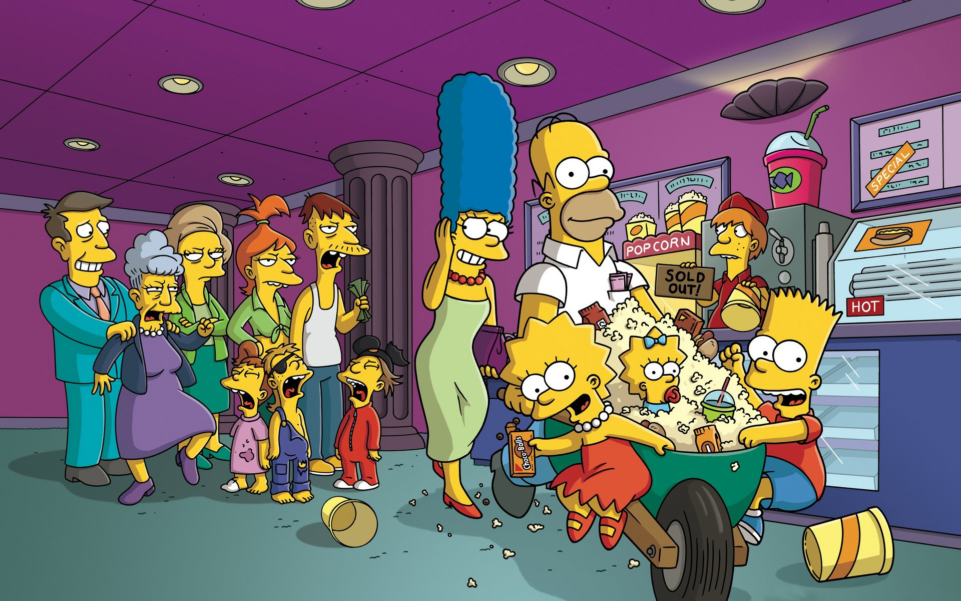 Homer Simpson, Marge Simpson, Bart Simpson, Lisa Simpson, I Simpson, Cinema, immagine di sfondo