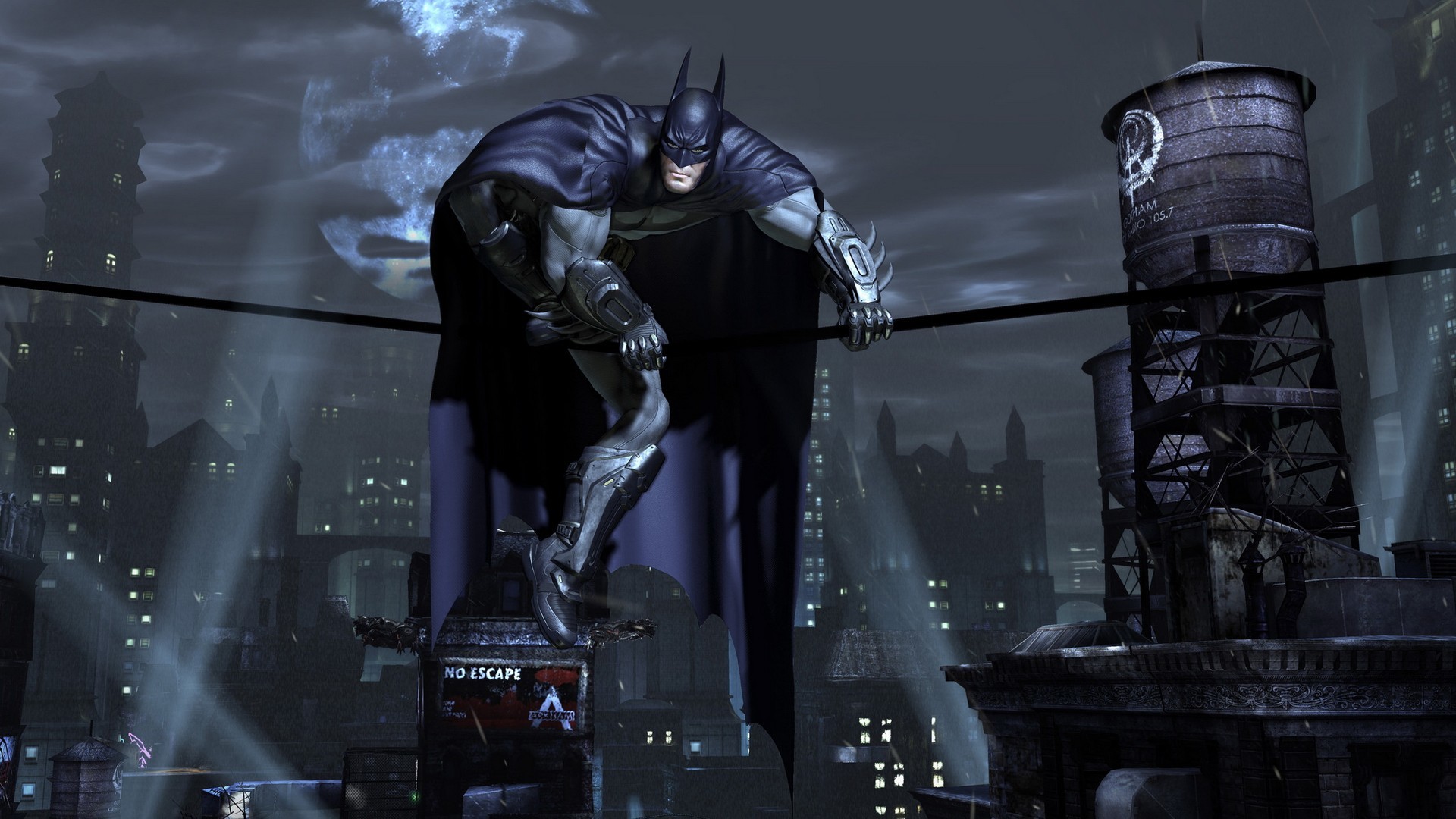 Gotham City, Batman: Arkham City, Batman, Tetti, 16:9 Full HD, sfondo widescreen