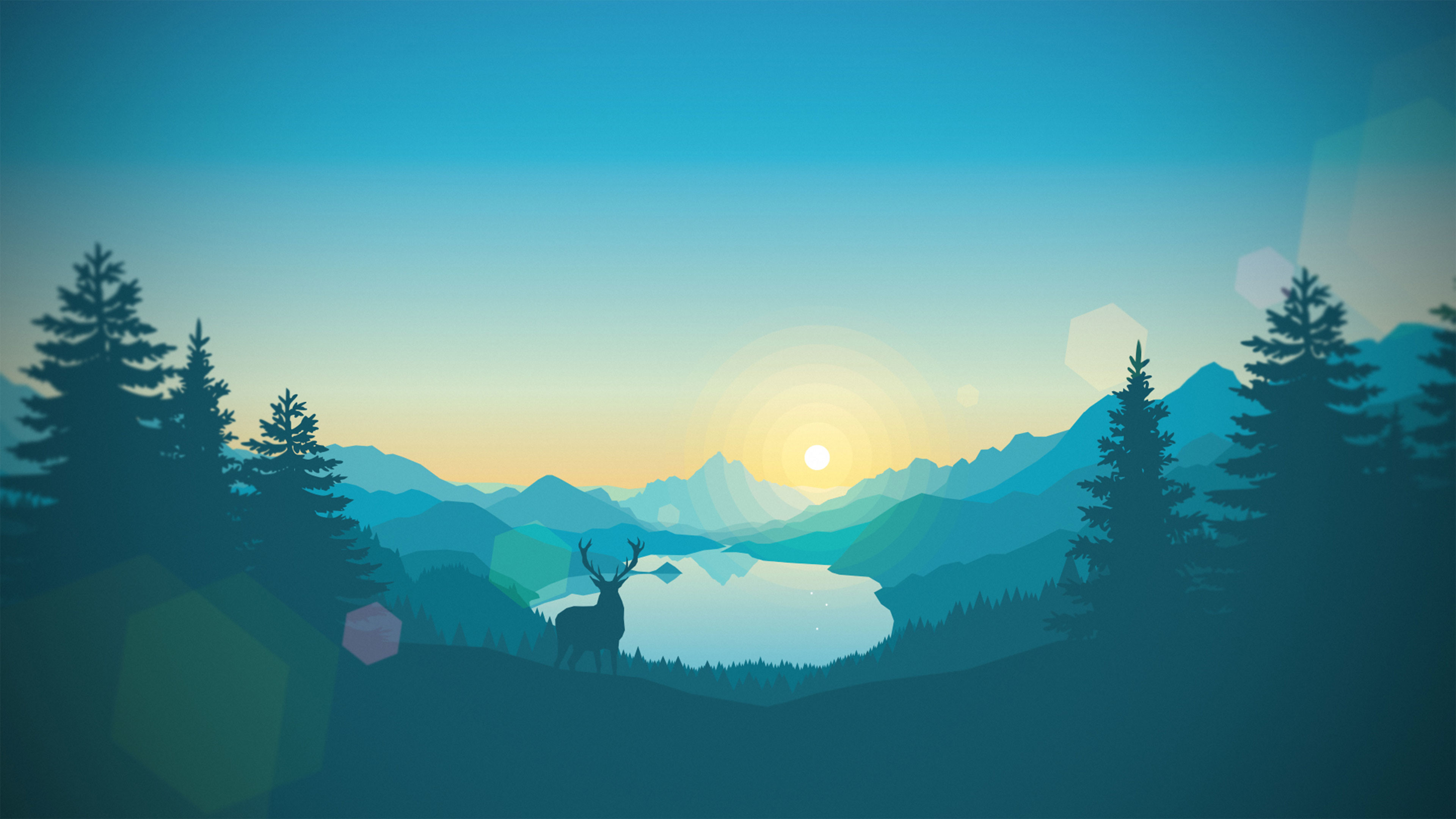 Firewatch, Cervo, Lago, Illustrazione, 4K, sfondo per PC