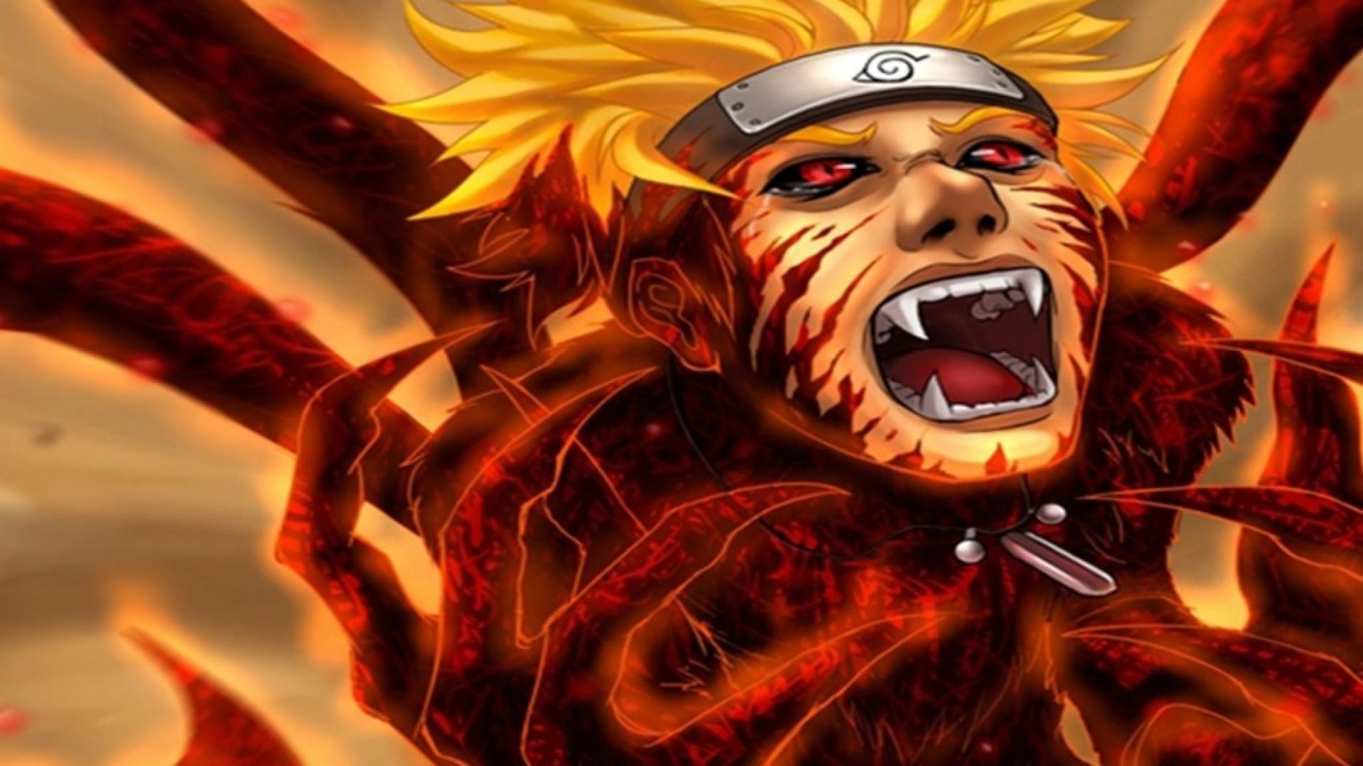 Naruto Uzumaki, Volpe a nove code, Modalità Jinchuriki, Rosso, 1920x1080, wallpaper desktop