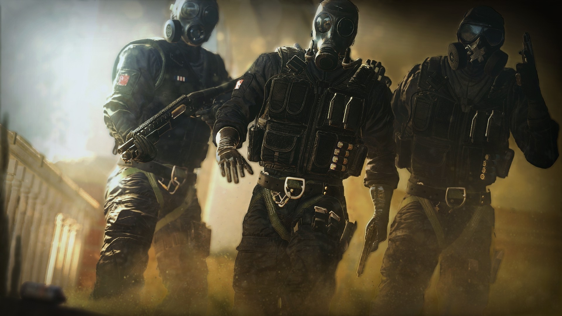 Rainbow Six Siege, Operatori, Maschere antigas, Toni seppia, Full HD, wallpaper per computer