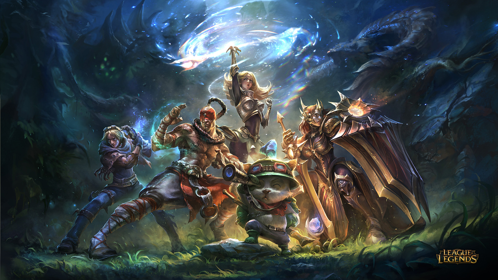 League of Legends, Lux, Garen, Teemo, Battaglia, Full HD, sfondo per PC