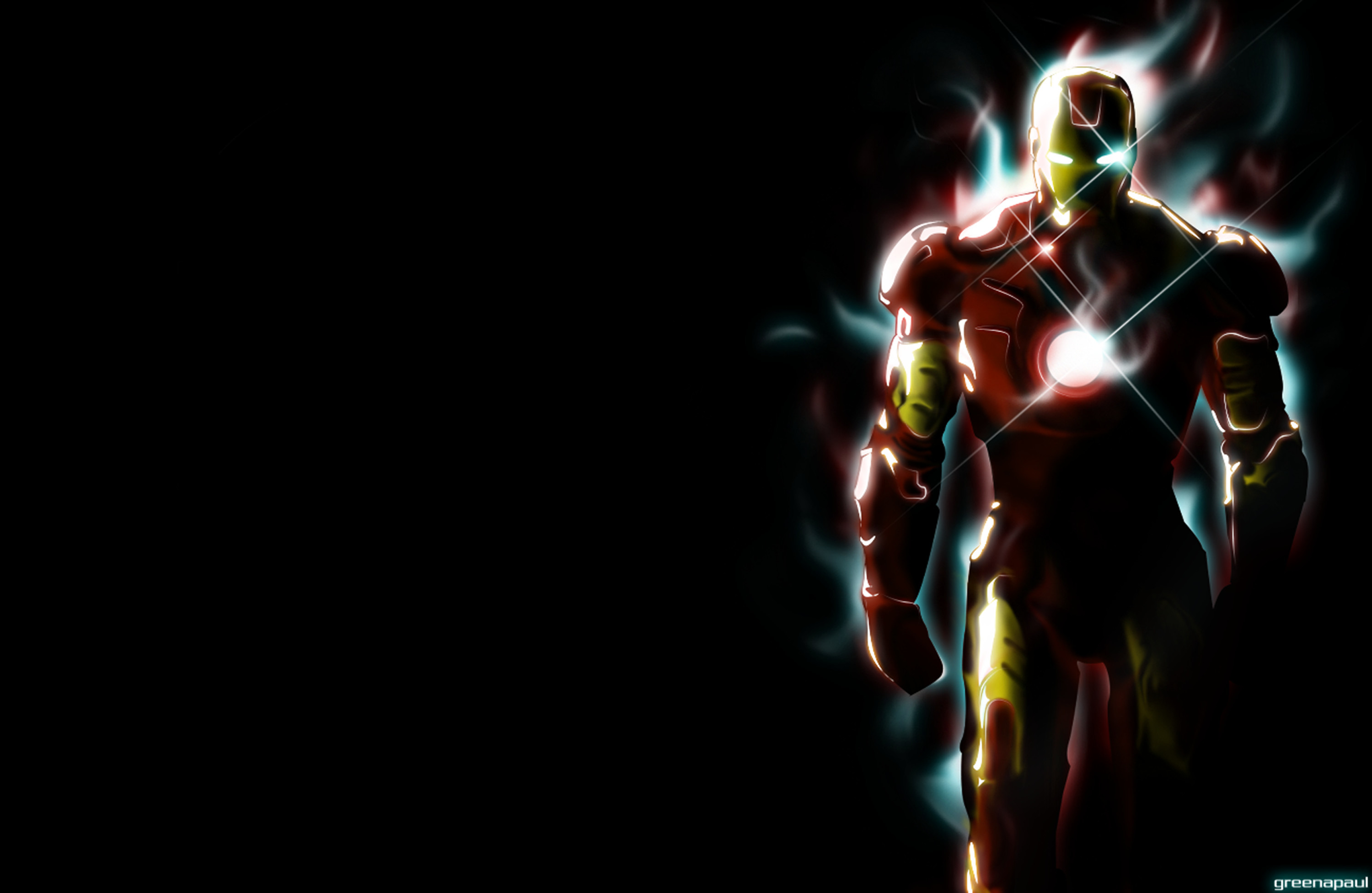 Iron Man, Effetto luminoso, Marvel, 2K, sfondo per portatile