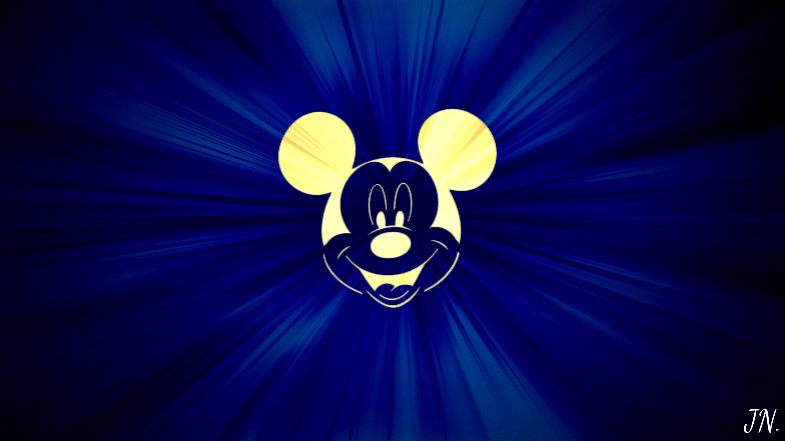 Topolino, Volto, Sfondo blu, Raggi, 16:9 2K, wallpaper widescreen