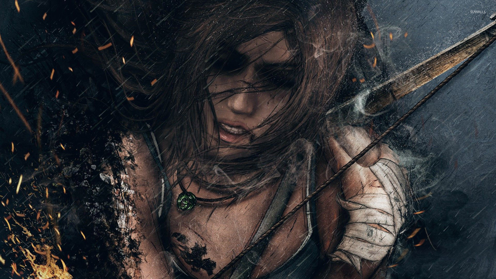 Lara Croft, Tomb Raider (2013), Arco, Primo piano, Full HD, sfondo Windows 11