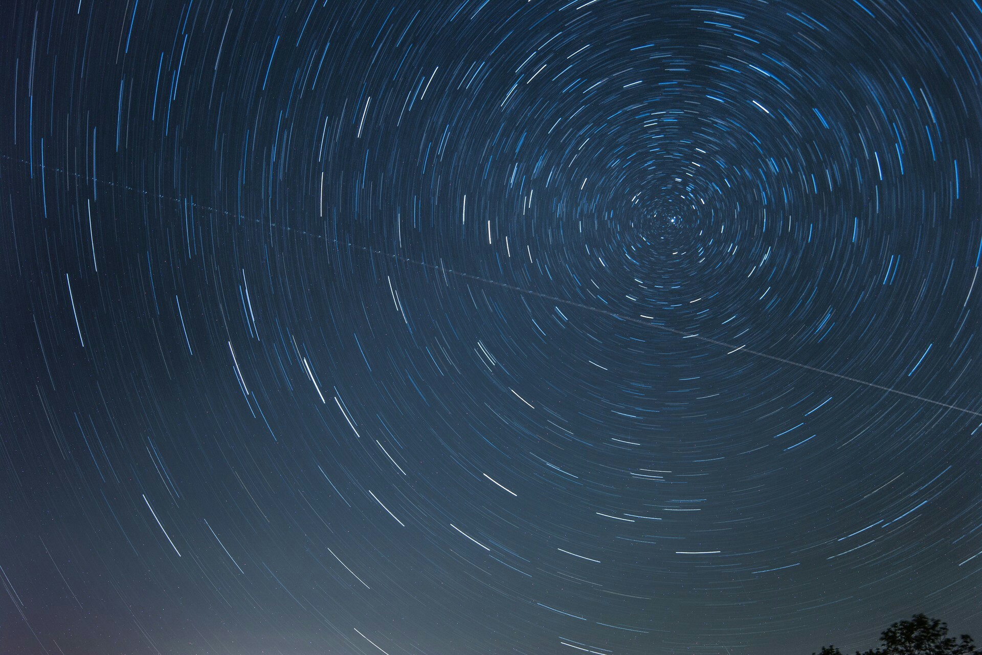 Scie stellari, Cielo notturno, Lunga esposizione, Full HD, sfondo per PC