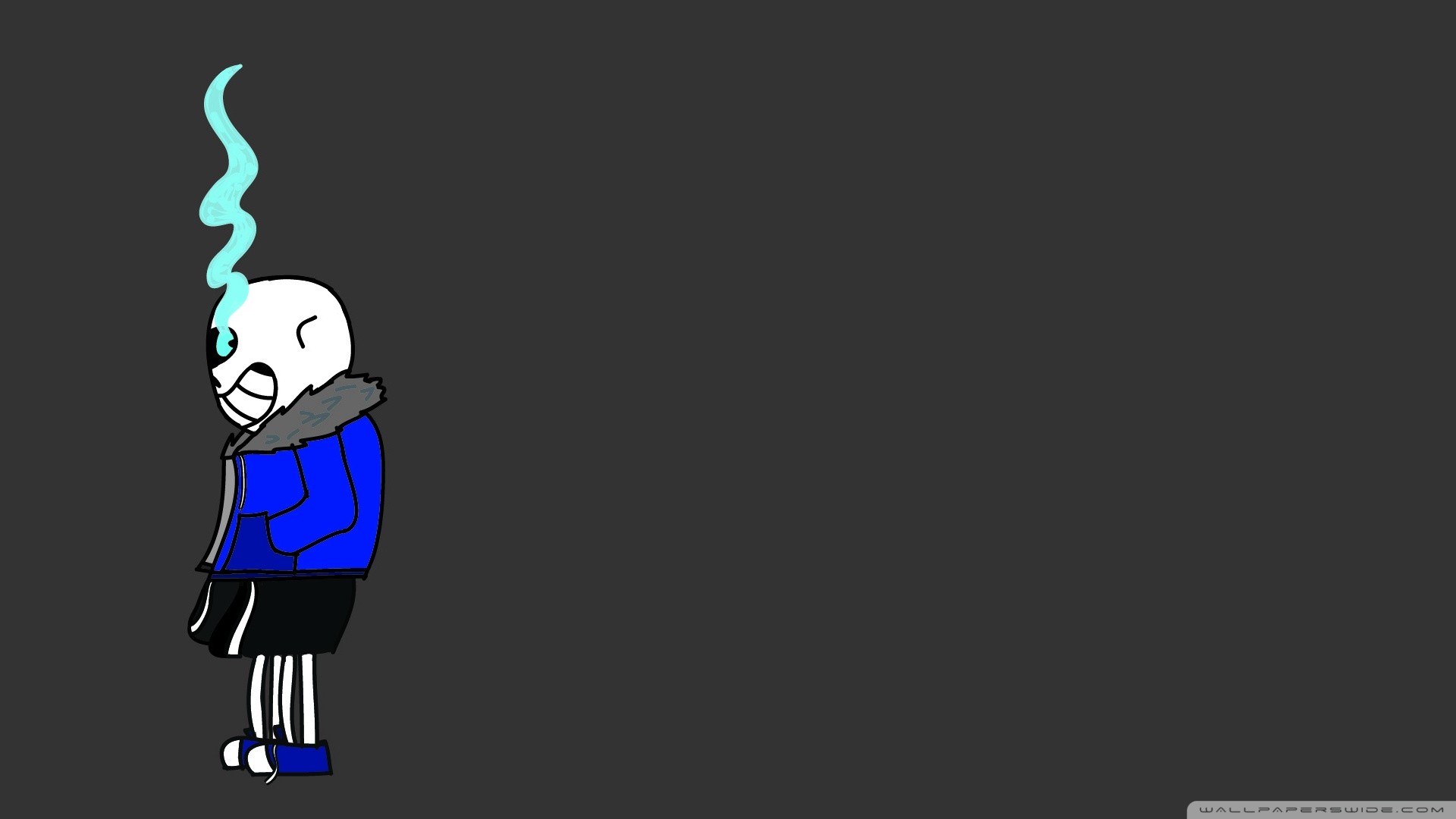 Sans, Undertale, Fiamma blu, Minimalismo, Grigio, 1920x1080, immagine di sfondo