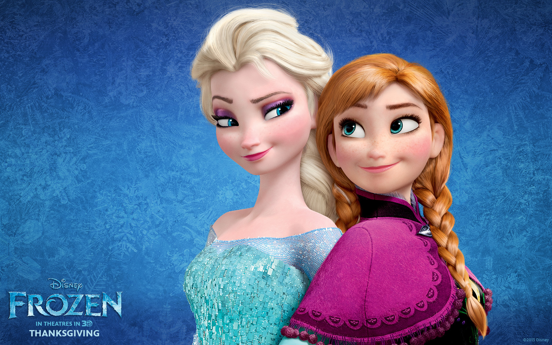 Elsa, Anna, Frozen - Il regno di ghiaccio, Sorelle, Sfondo blu, 1920x1200, wallpaper desktop