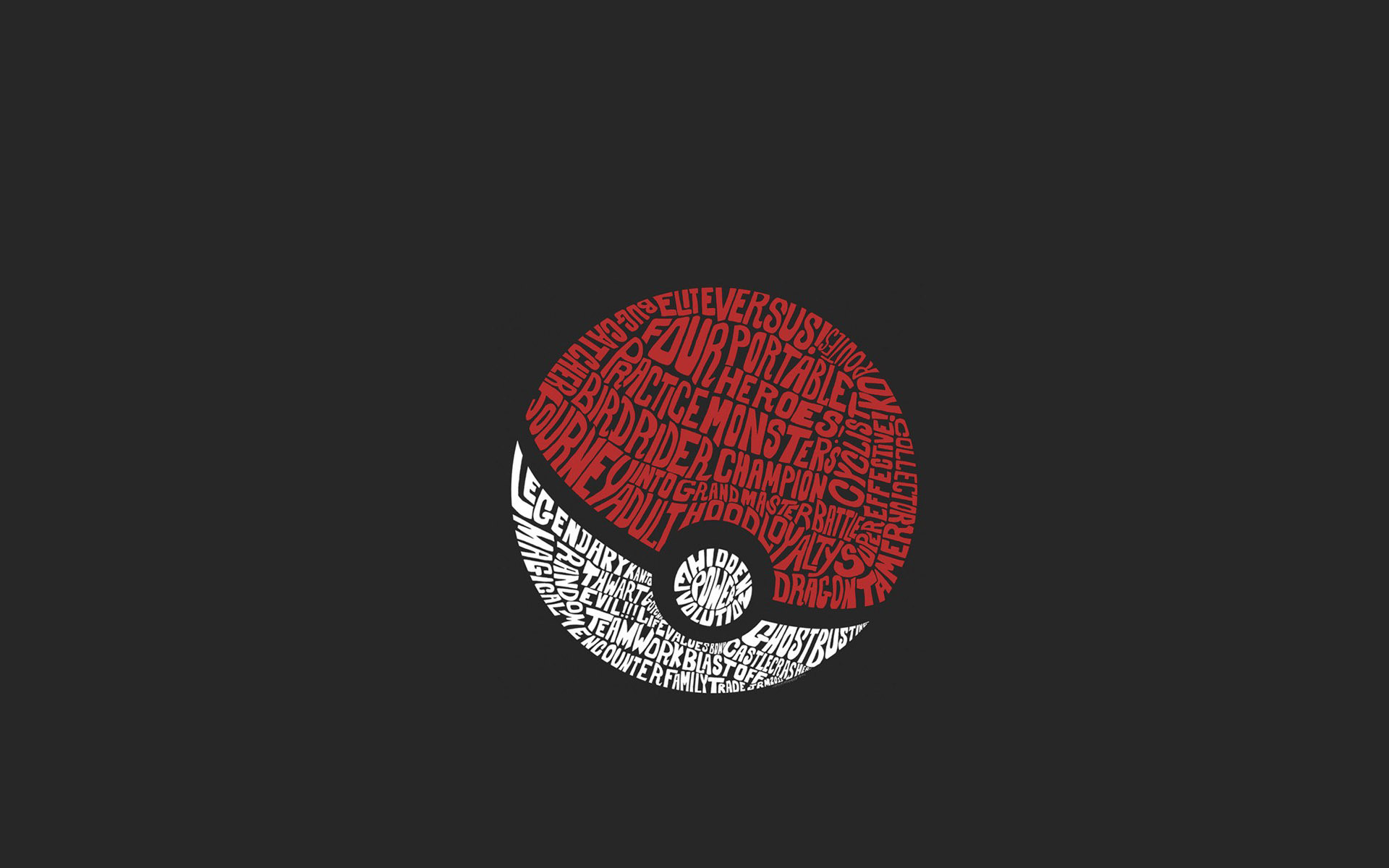 Poké Ball, Pokémon, Tipografia, Sfondo scuro, 1920x1200, wallpaper desktop