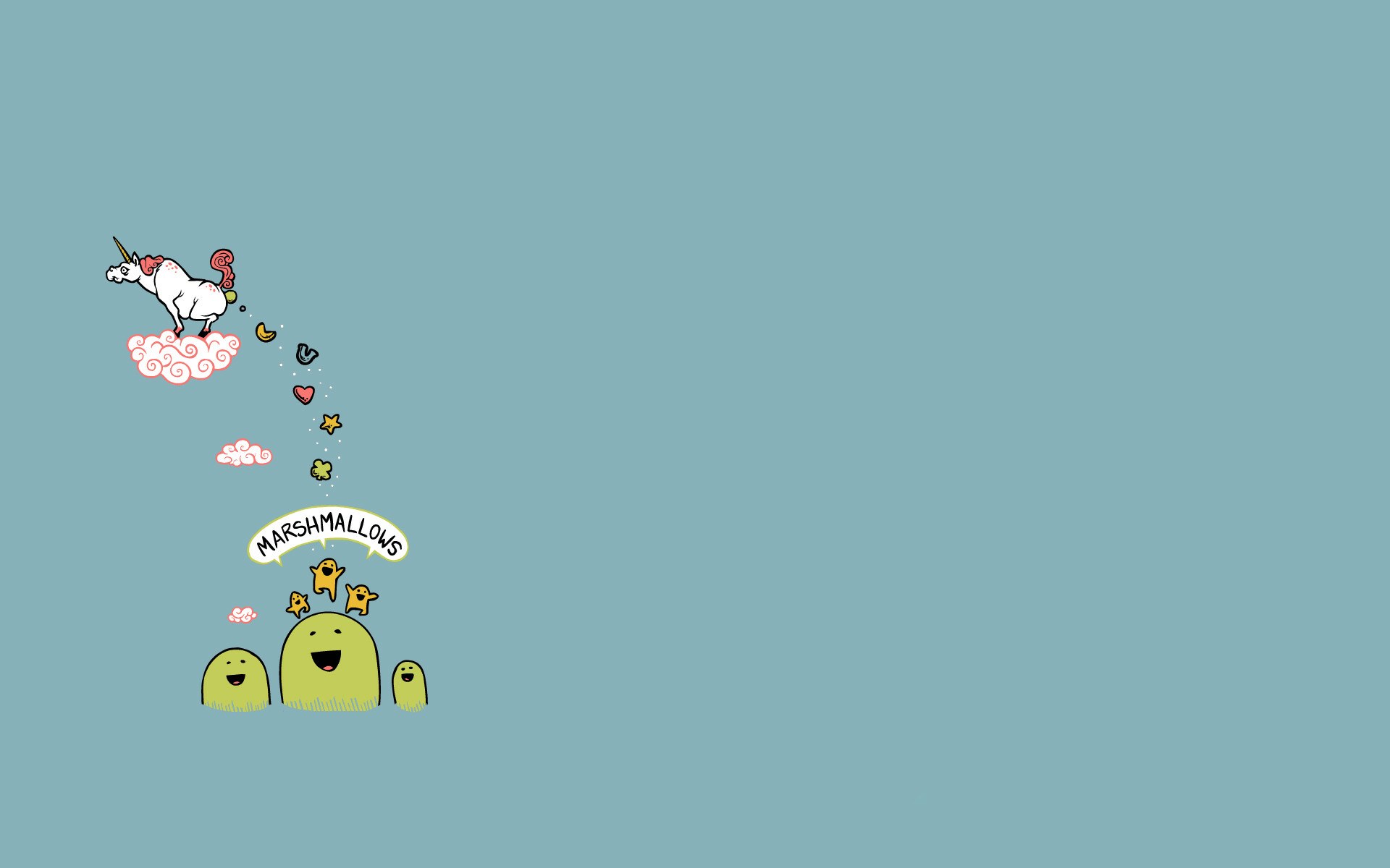 Marshmallow, Unicorno, Kawaii, Illustrazione, Sfondo azzurro, 1920x1200, wallpaper desktop