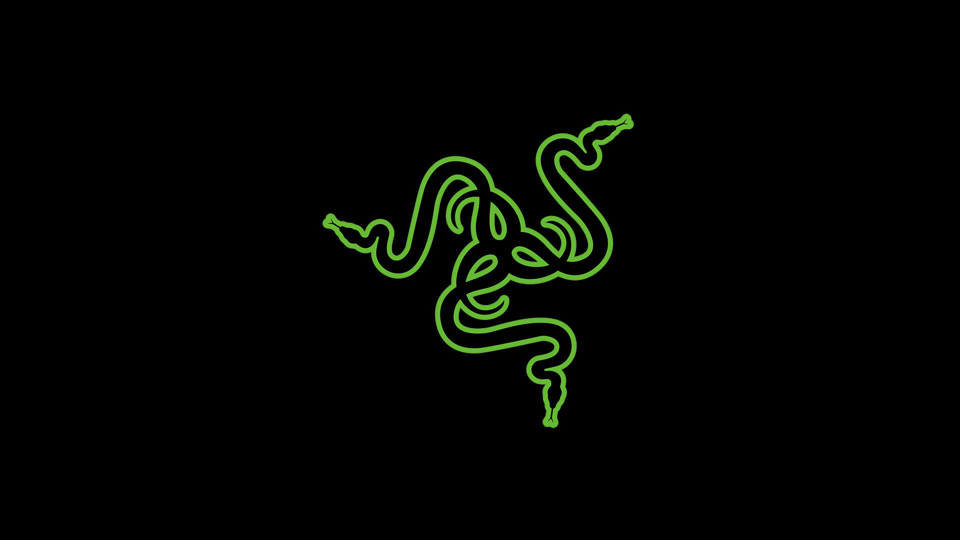 Razer, Logo Razer, Contorno verde, Sfondo nero, Minimalismo, 16:9 Full HD, wallpaper widescreen