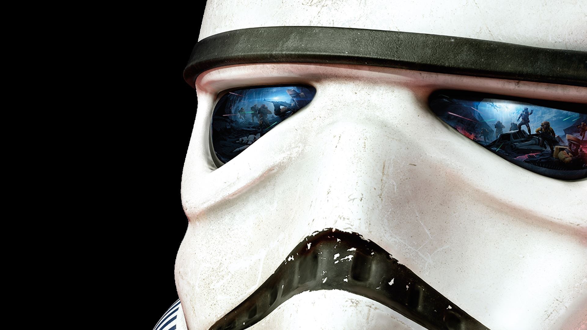 Star Wars Battlefront, Casco da stormtrooper, Riflesso, Sfondo nero, wallpaper desktop Full HD
