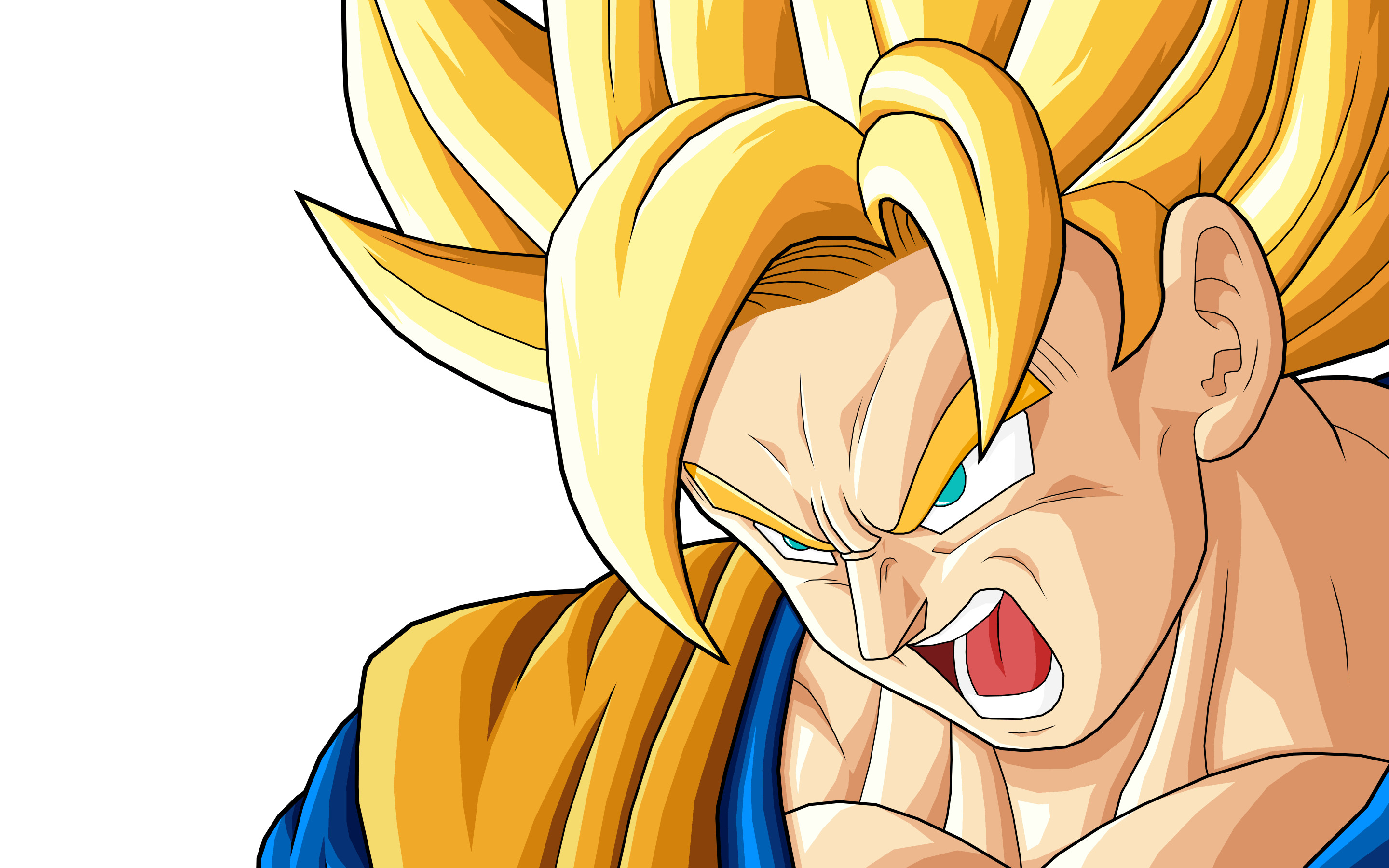 Son Goku, Super Saiyan, Dragon Ball Z, Primo piano, Sfondo bianco, wallpaper 2880x1800