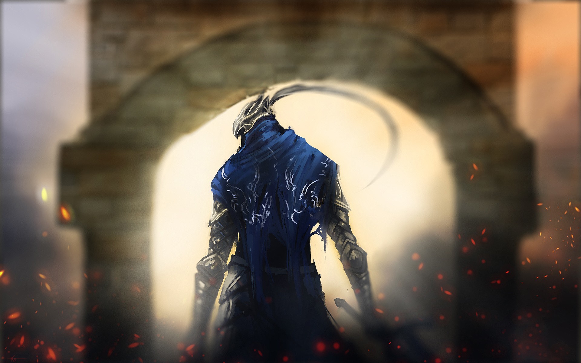 Artorias, Dark Souls, Arco di pietra, Braci, 1920x1200, sfondo per PC