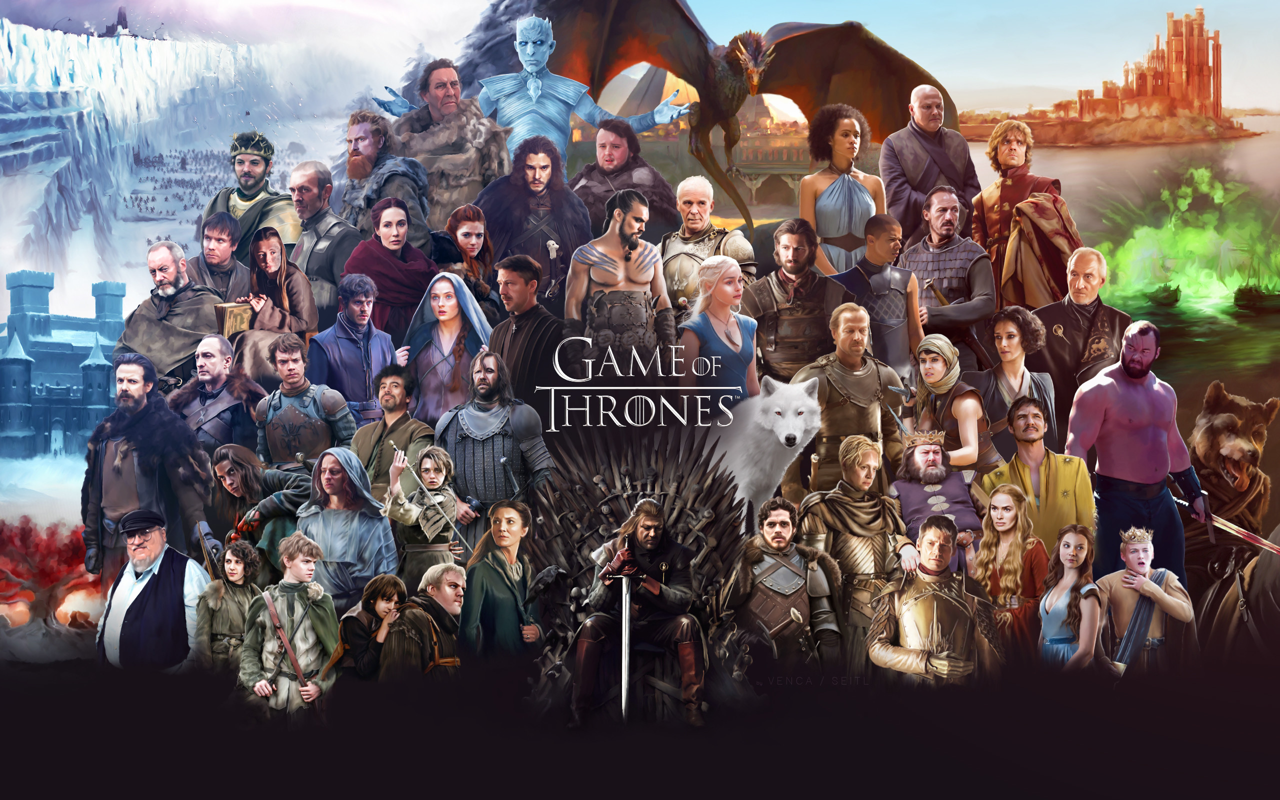 Il Trono di Spade, Cast, Personaggi, Collage, 2K, sfondo desktop