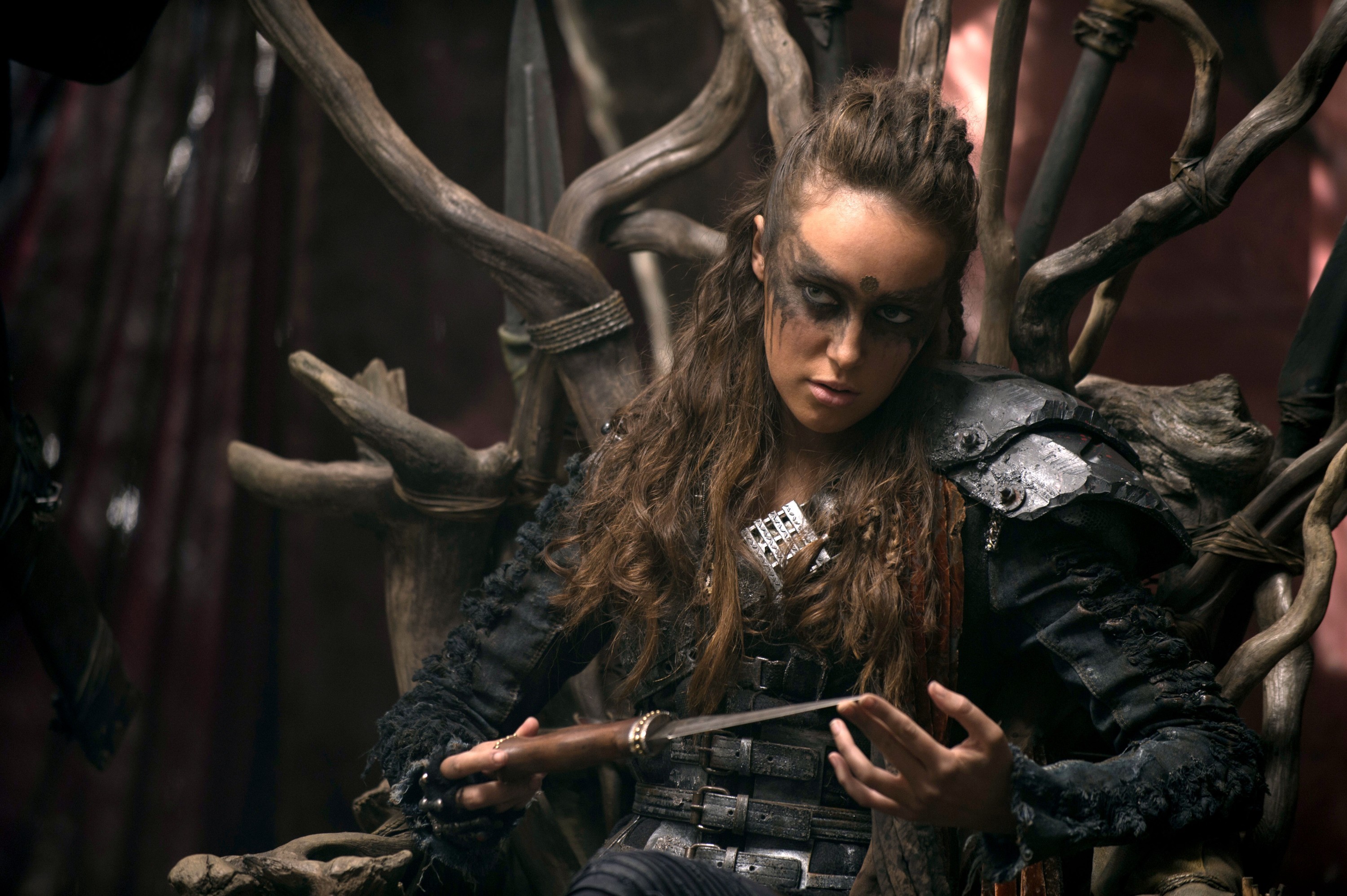 Alycia Debnam-Carey, Lexa, The 100, Trono, Pittura di guerra, 2K, sfondo Windows 11
