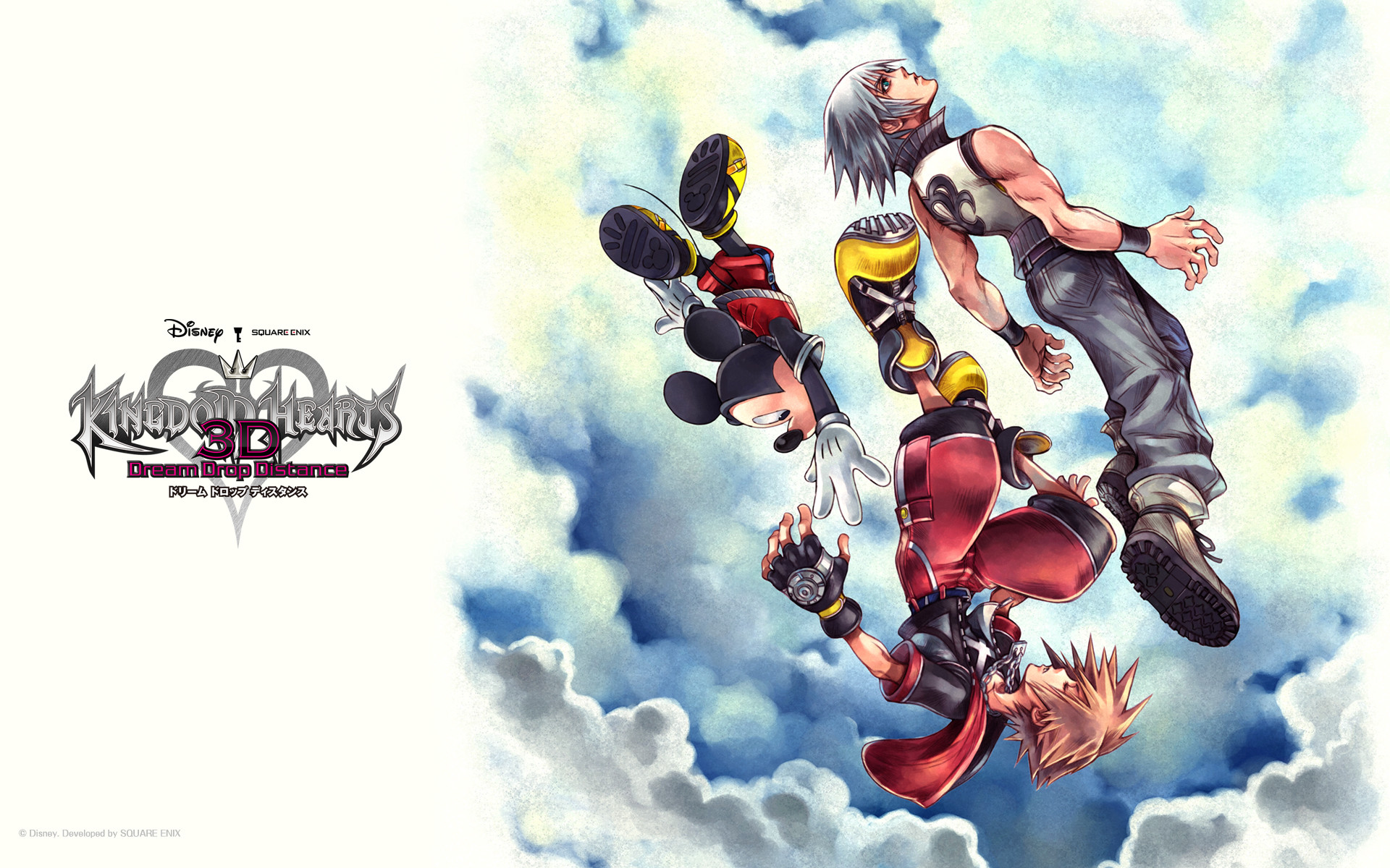 Kingdom Hearts 3D: Dream Drop Distance, Sora, Riku, Topolino, Nuvole, sfondo desktop 1920x1200