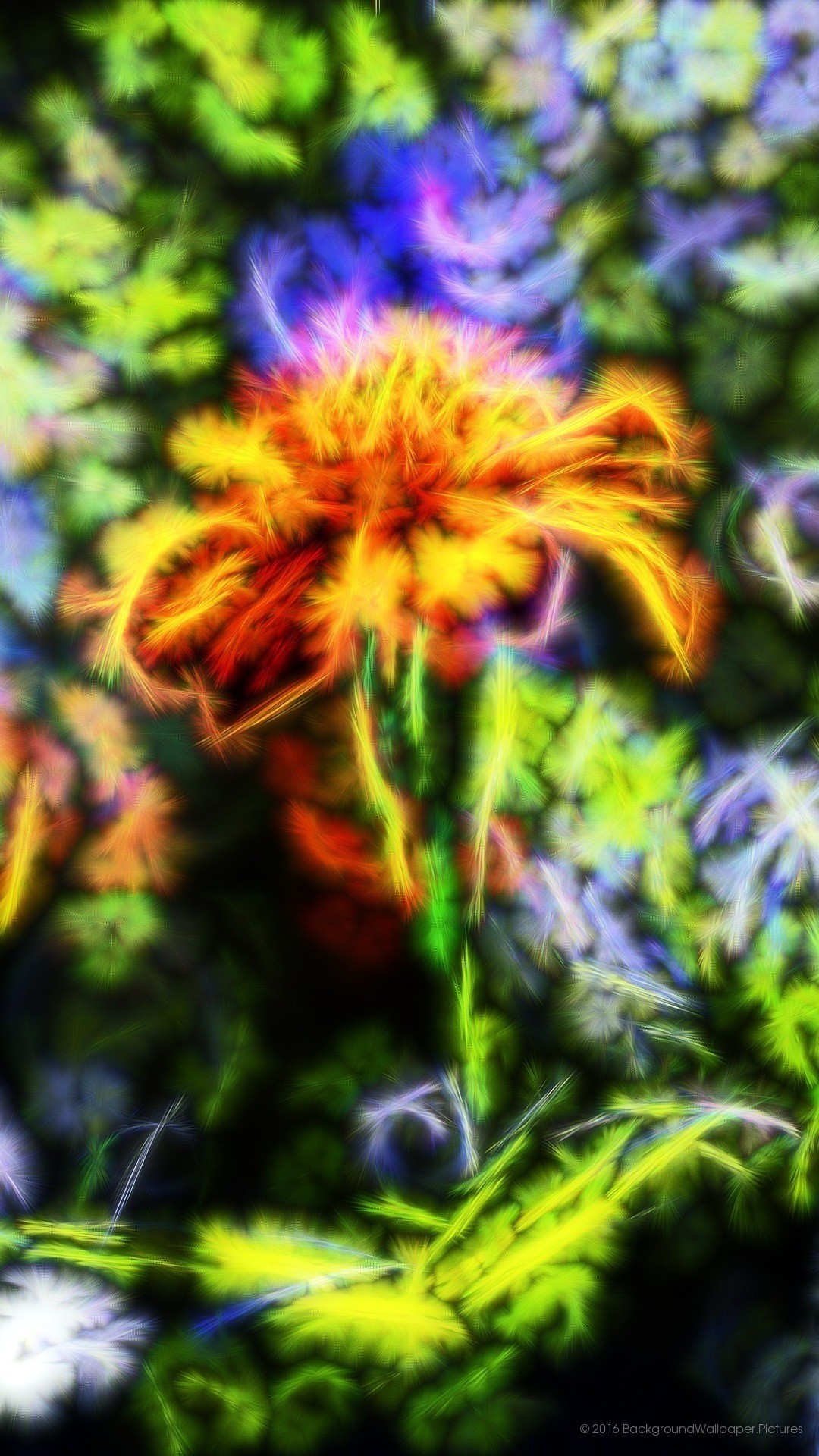 Fiore, Effetto pittura, Colorato, Full HD, sfondo per cellulare
