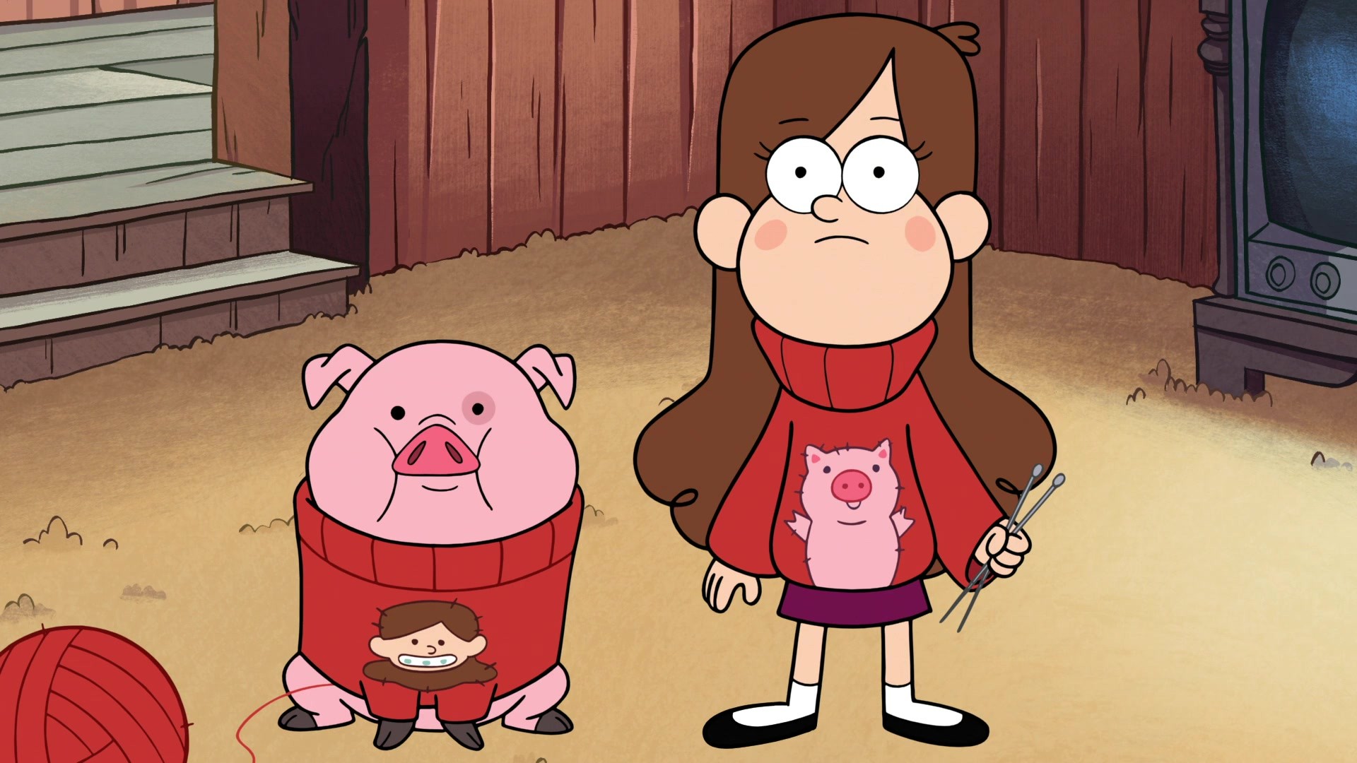 Mabel Pines, Waddles, Gravity Falls, Maglione, Mystery Shack, Full HD, sfondo Windows 11