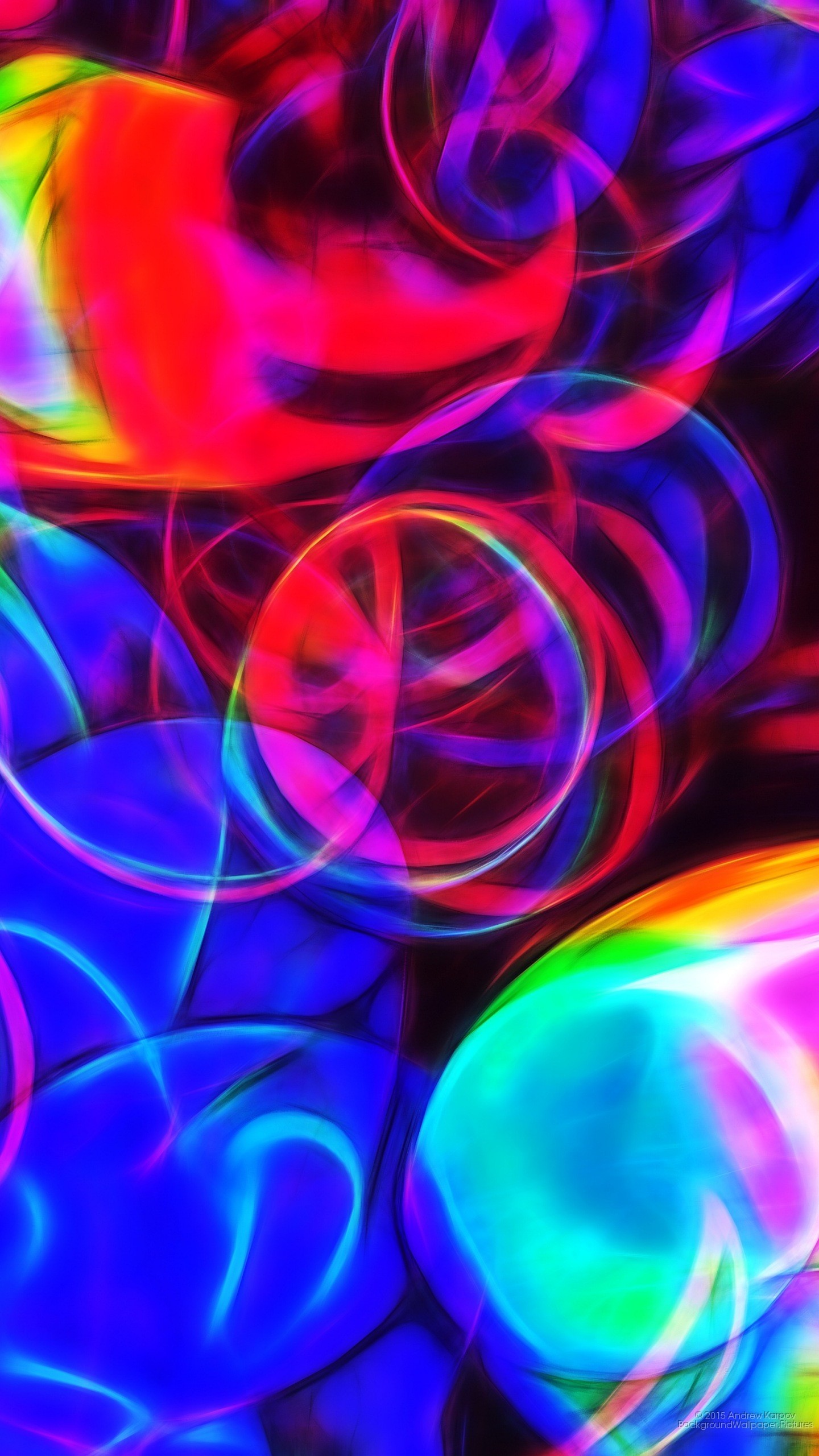 Astratto, Cerchi, Blu e rosso, QHD+, sfondo verticale per cellulare