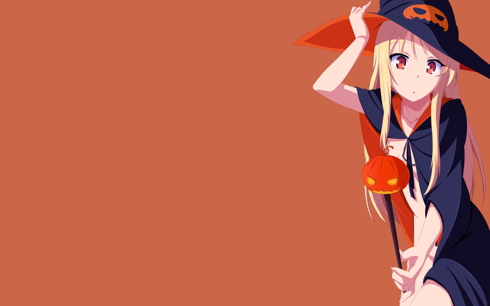 Ragazza anime, Halloween, Strega, Zucca, 1920x1200, sfondo MacBook Pro