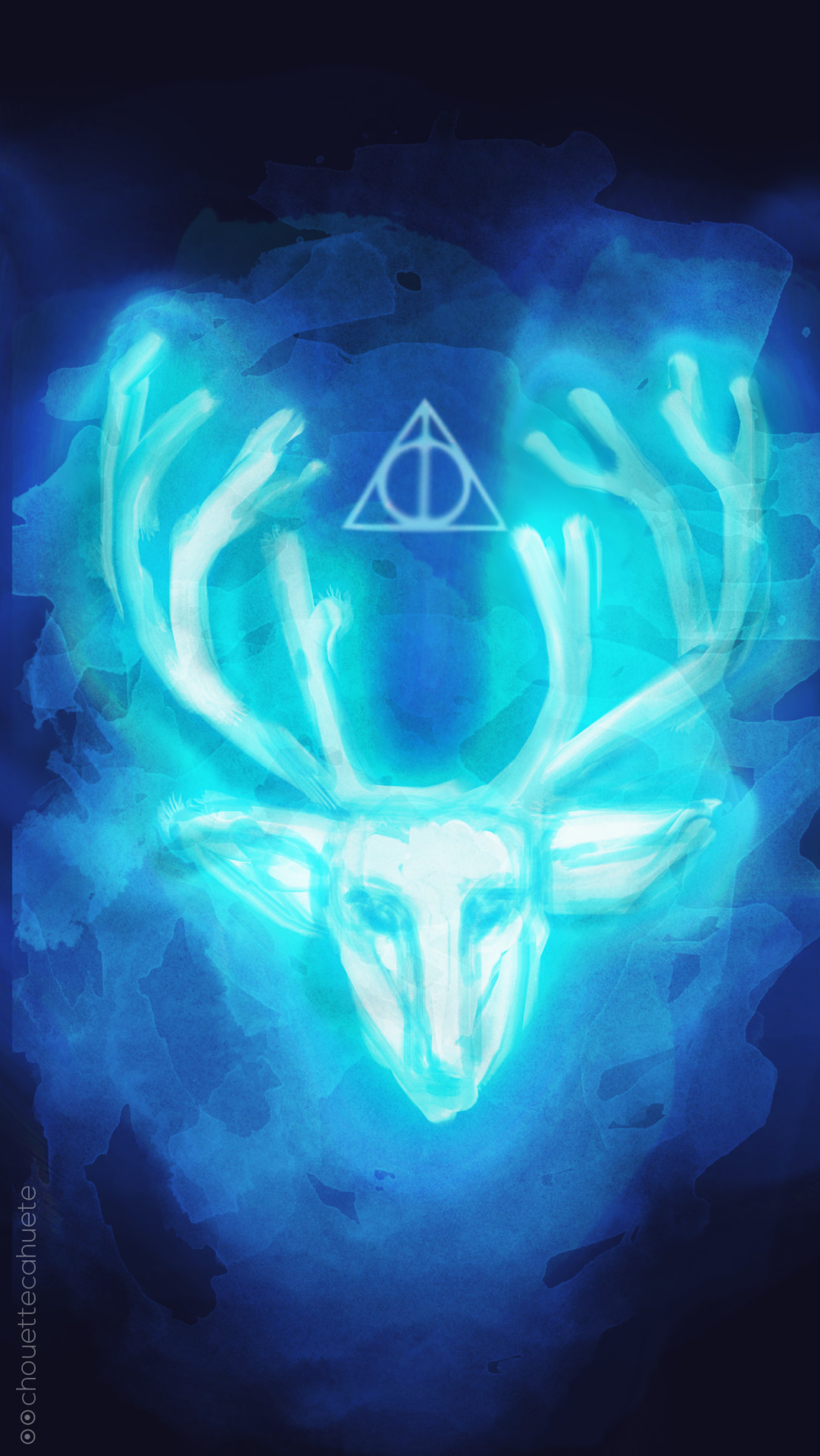 Doni della Morte, Patronus, Cervo, Harry Potter, Azzurro, sfondo per iPhone e Android