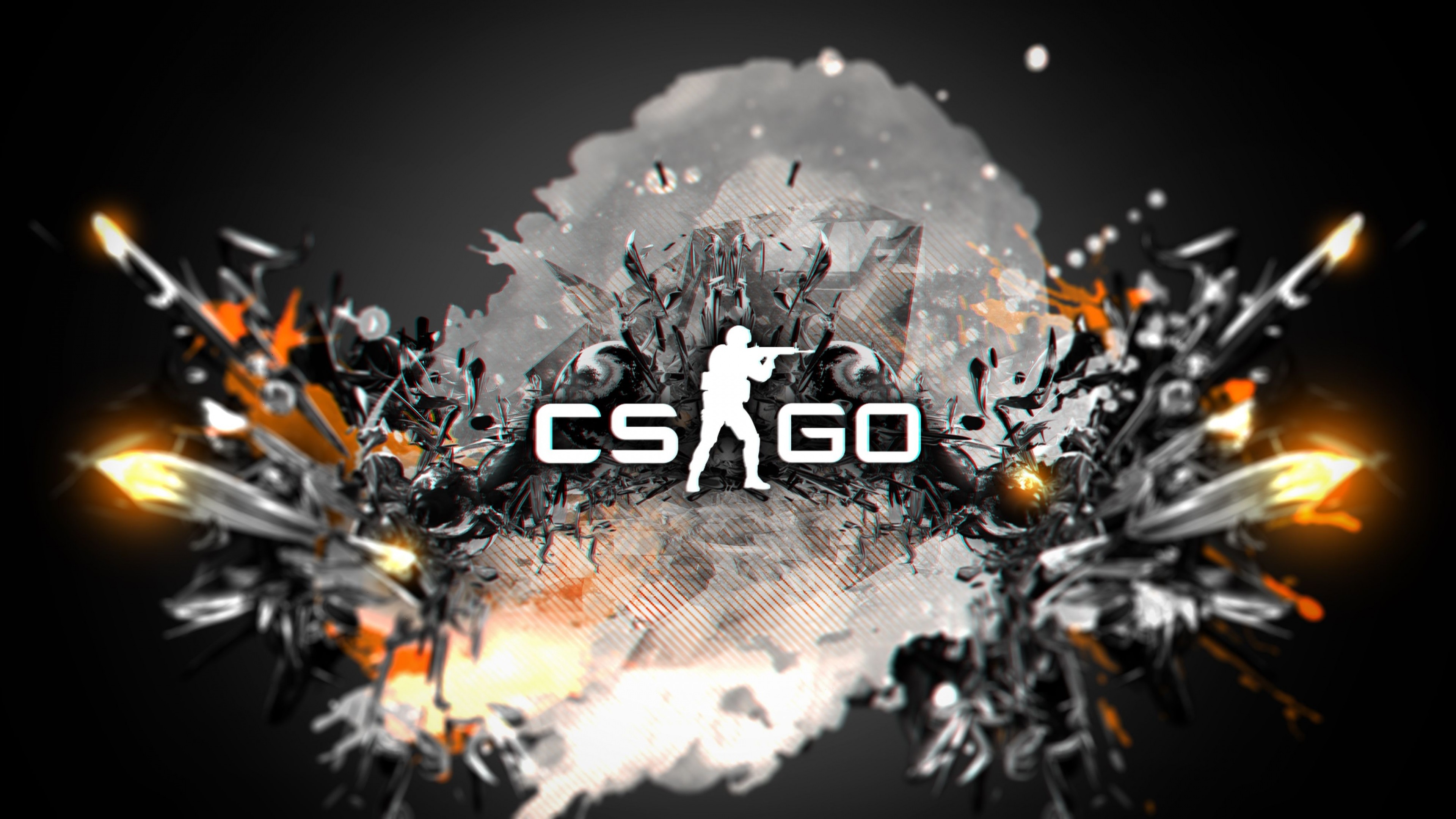 Logo CS:GO, CS:GO, Esplosione, Arte digitale, 4K, wallpaper per computer