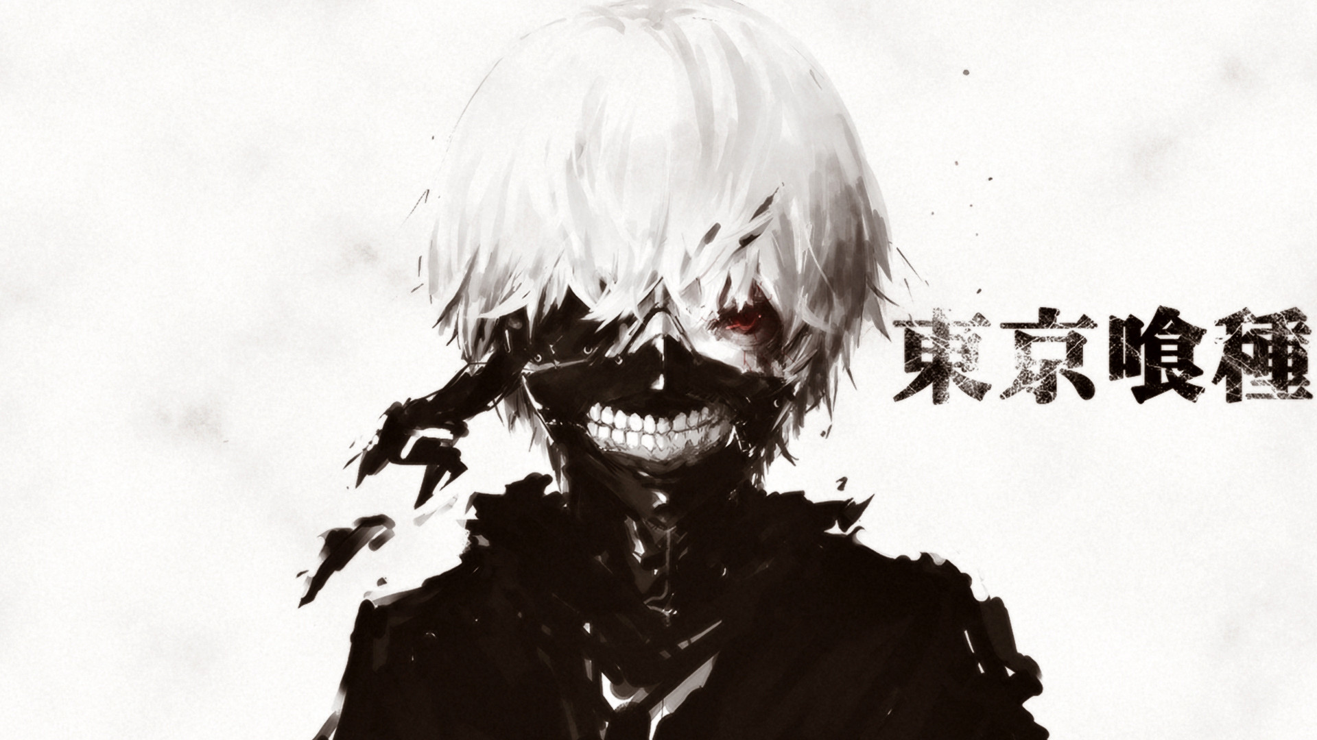 Ken Kaneki, Tokyo Ghoul, Maschera, Logo giapponese, 16:9 Full HD, sfondo widescreen