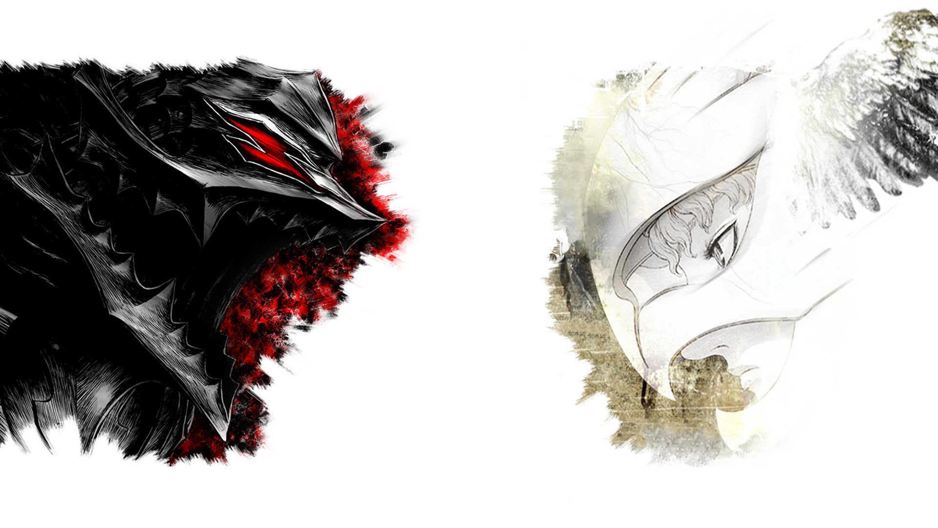 Gatsu, Grifis, Armatura del Berserker, Berserk, Rosso e bianco, Full HD, sfondo per PC