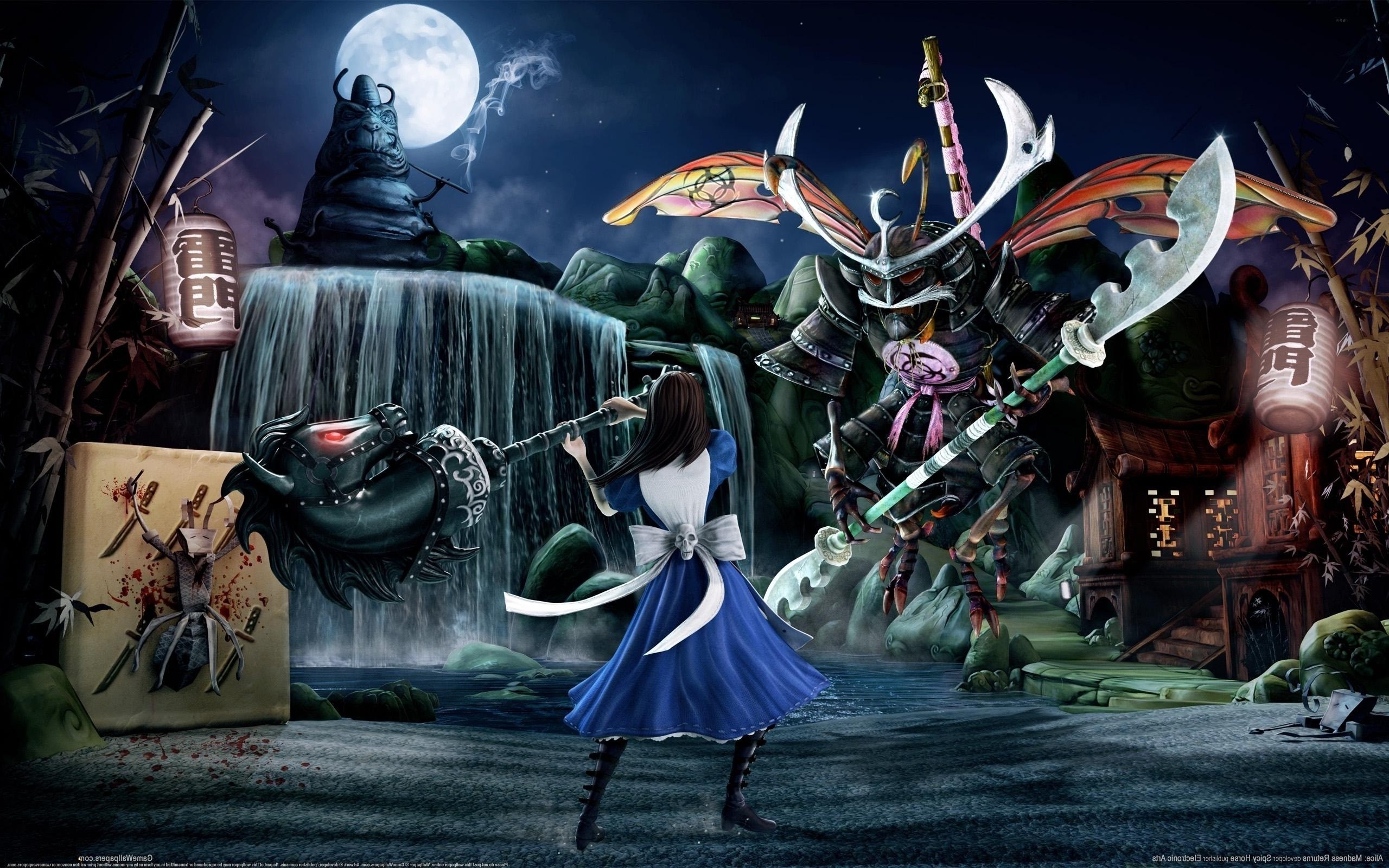 Alice: Madness Returns, Alice Liddell, Videogioco, Luna piena, Notte, wallpaper per portatile