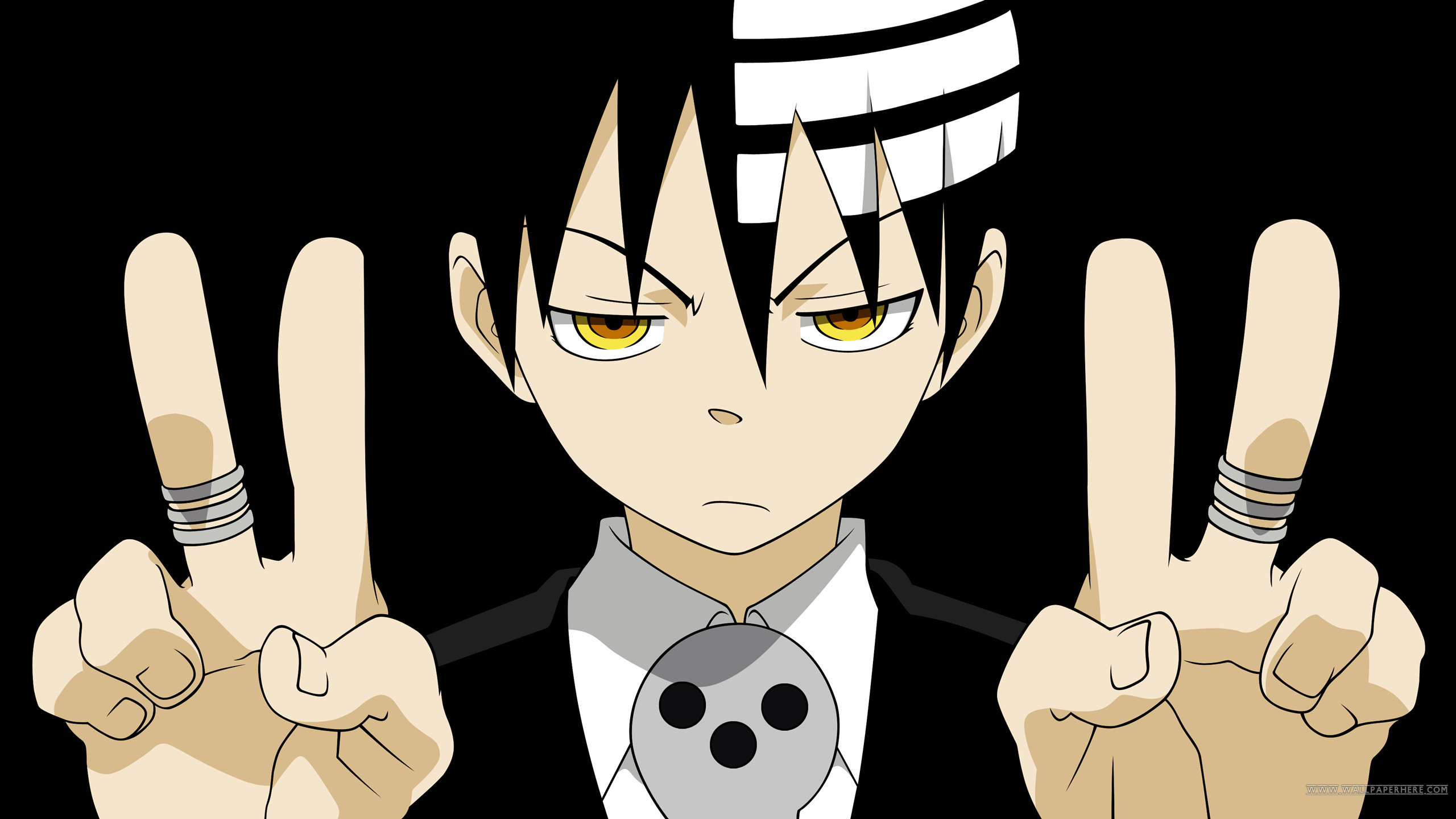 Death the Kid, Soul Eater, Anime, Sfondo nero, 2K, wallpaper per computer