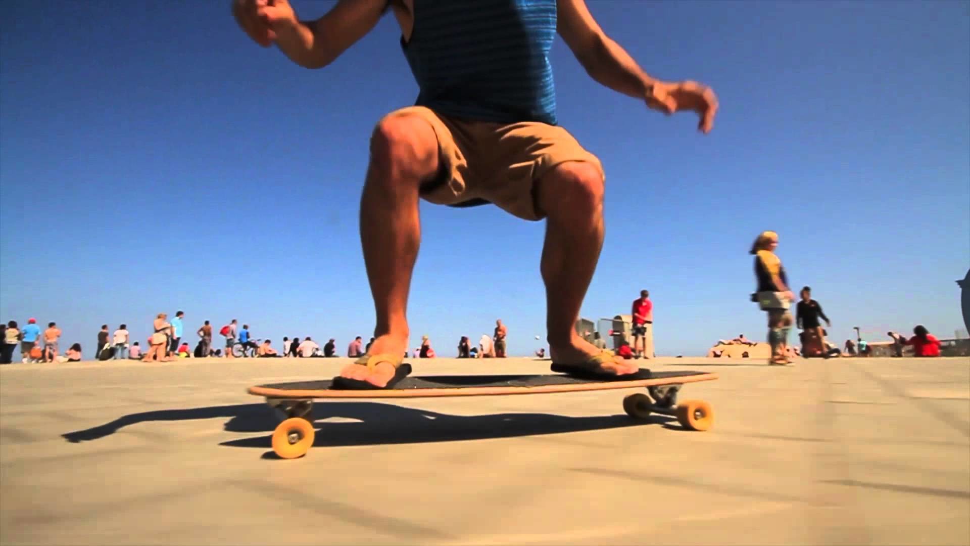 Longboard, Spiaggia, Cielo blu, A piedi nudi, 16:9 Full HD, sfondo widescreen