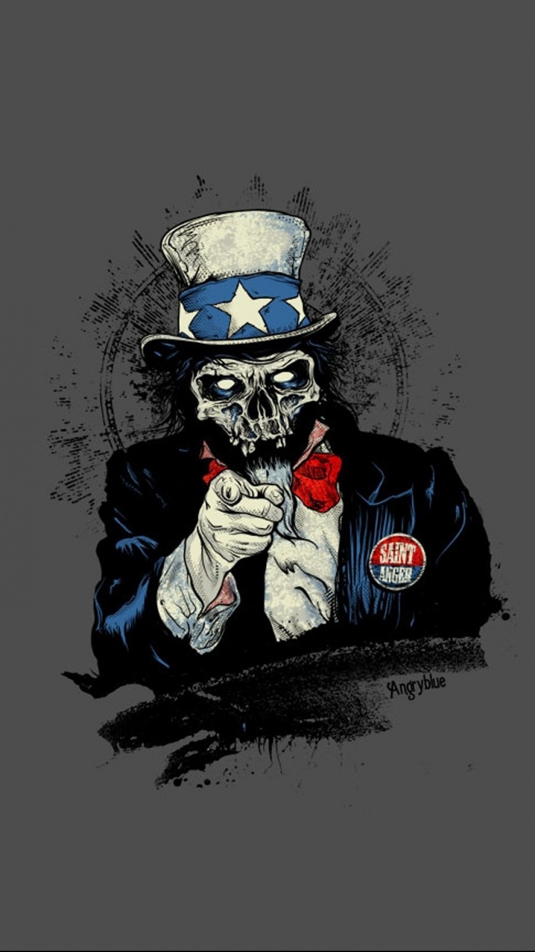 Zio Sam zombie, Teschio, Illustrazione, Full HD, sfondo per iPhone e Android
